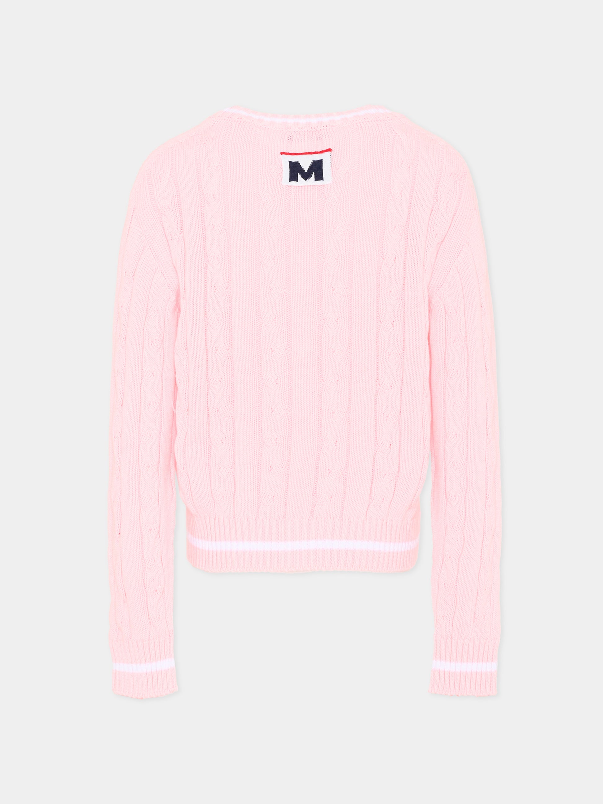 Maglione rosa per bambina a trecce,Msgm Kids,S6MSJUJP286 MS076