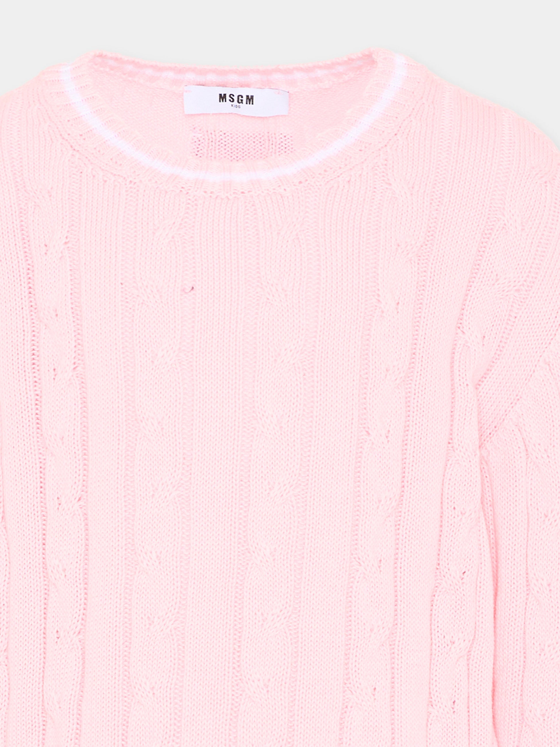 Maglione rosa per bambina a trecce,Msgm Kids,S6MSJUJP286 MS076