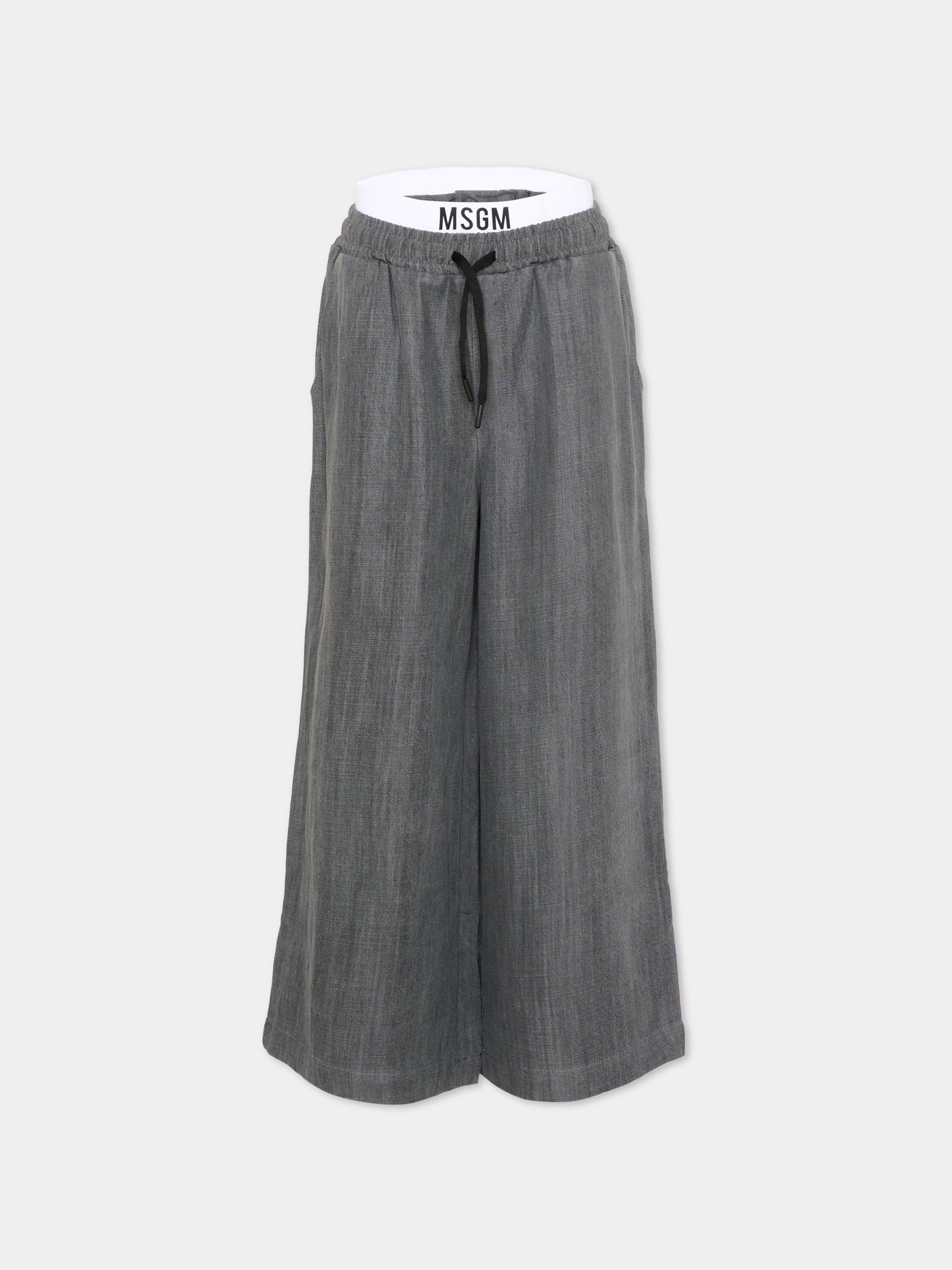 Pantalone grigio per bambina wide-leg,Msgm Kids,S6MSJUPA038 102