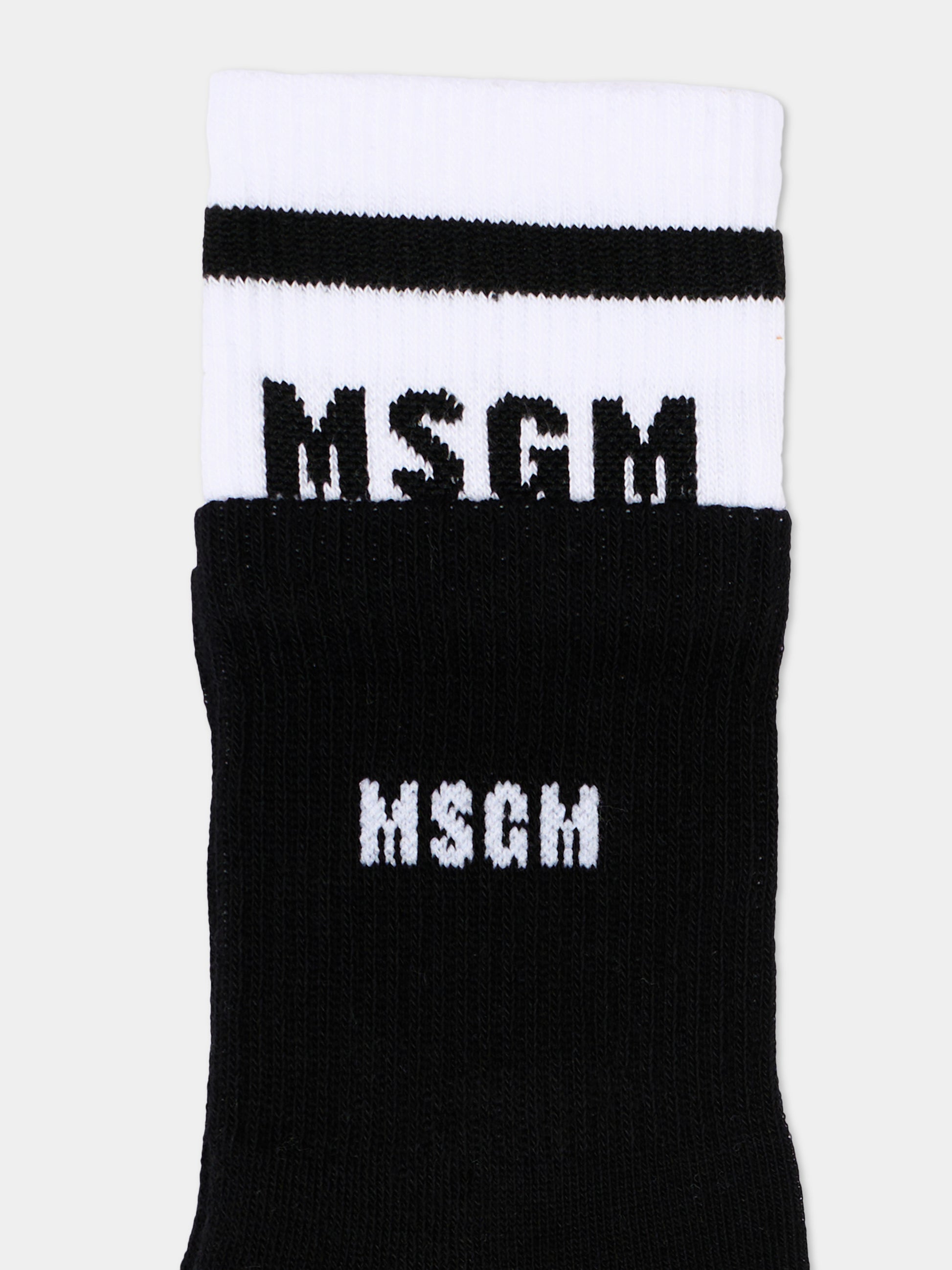 Calzini neri per bambini con logo,Msgm Kids,S6MSJUSO231 110/09