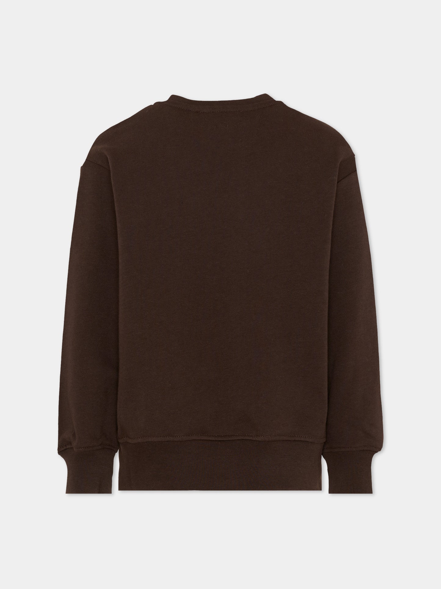 Felpa marrone per bambini con logo box,Msgm Kids,S6MSJUSW009 943