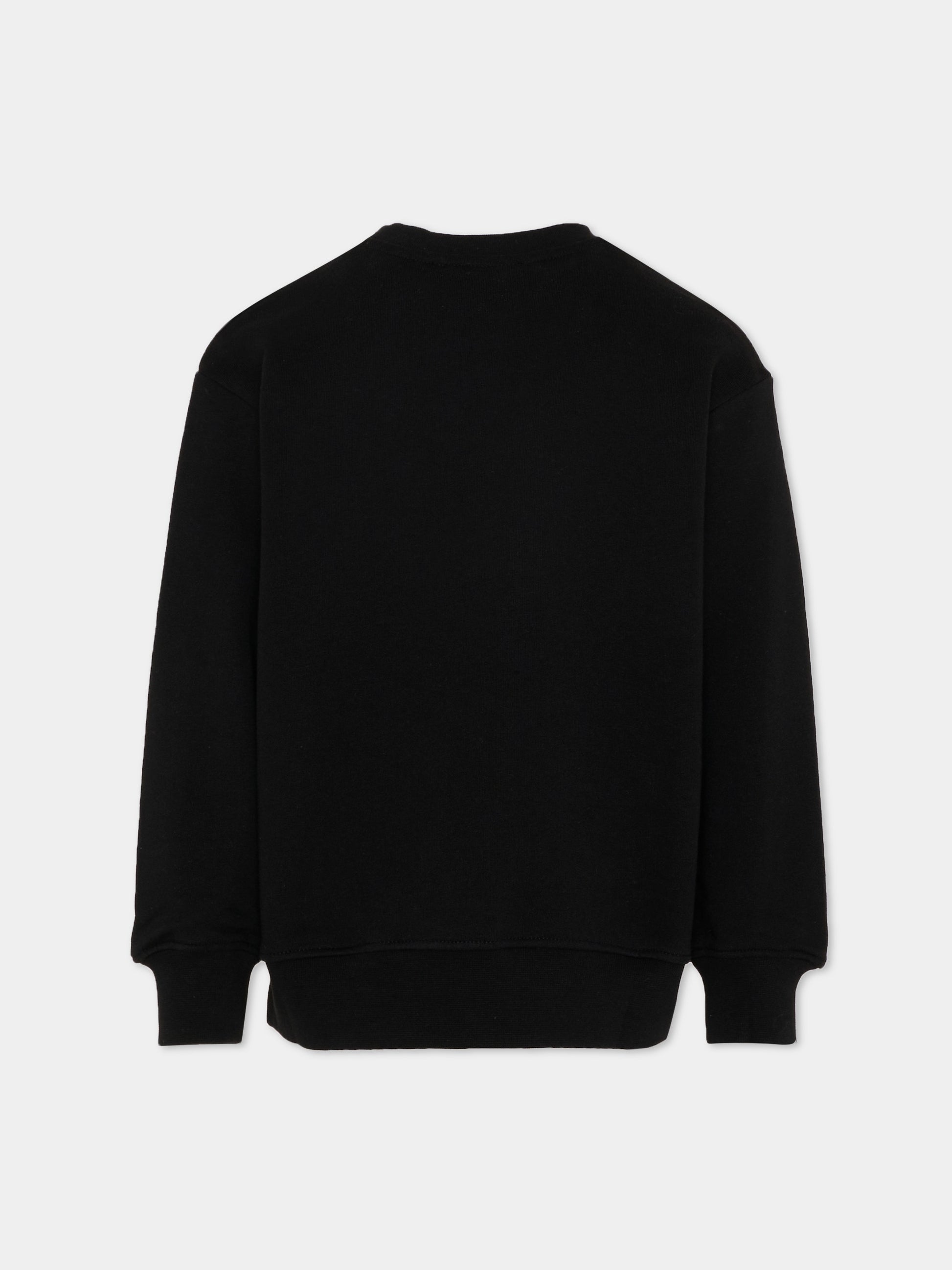 Felpa nera per bambina con logo box,Msgm Kids,S6MSJUSW009 110/88