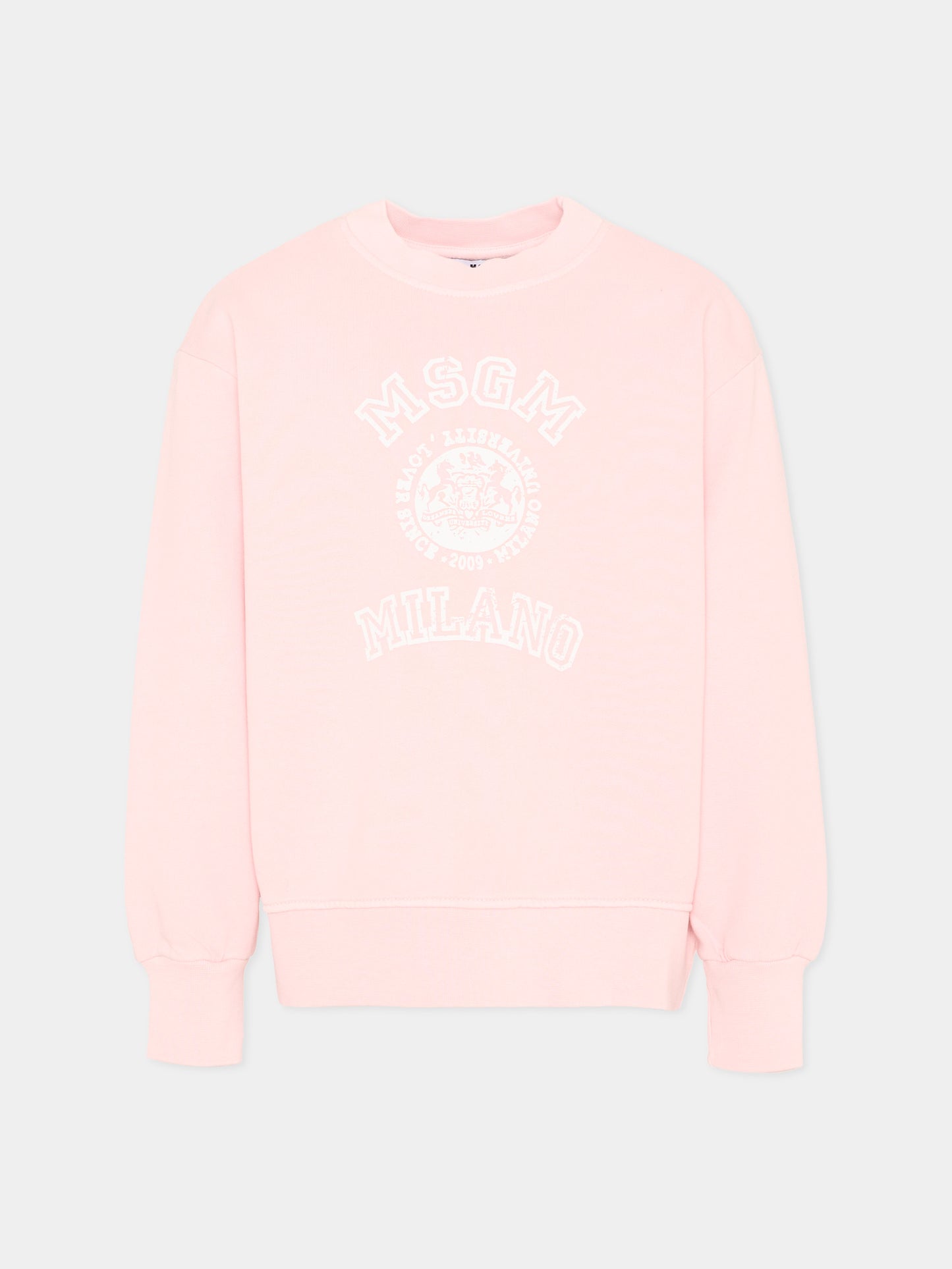 Felpa rosa per bambina con logo,Msgm Kids,S6MSJUSW053 MS076