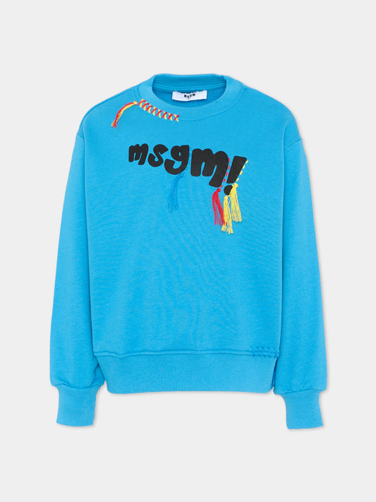 Felpa blu per bambini con logo,Msgm Kids,S6MSJUSW142 MS071