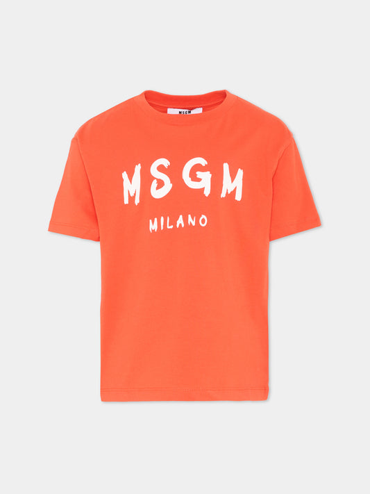 T-Shirt rossa per bambini con logo,Msgm Kids,S6MSJUTH001 MS074