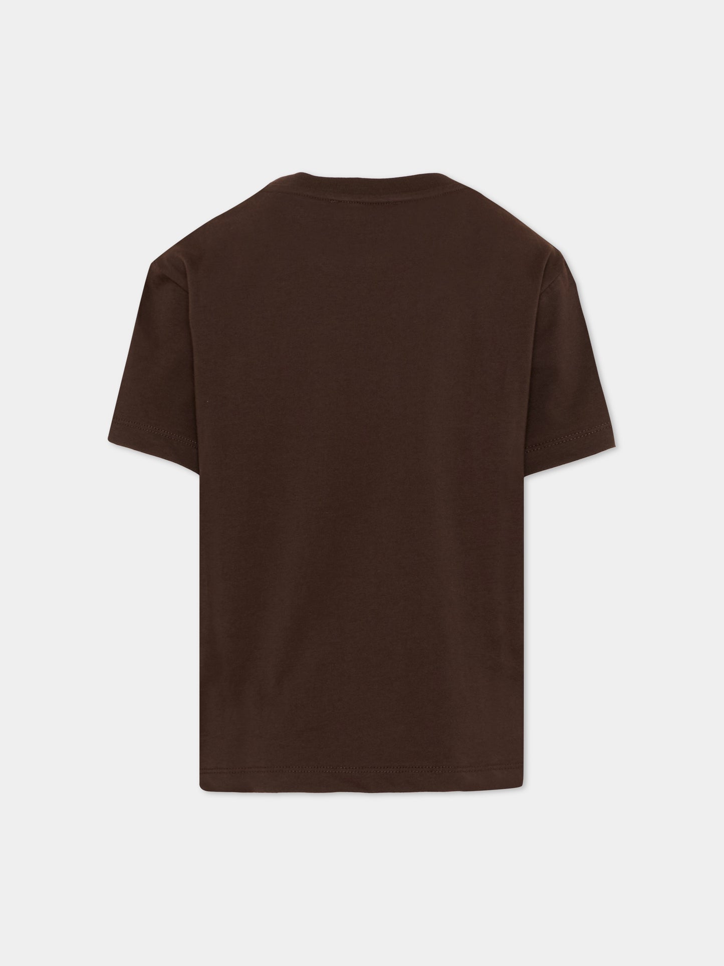 T-Shirt marrone per bambini con logo,Msgm Kids,S6MSJUTH001 943