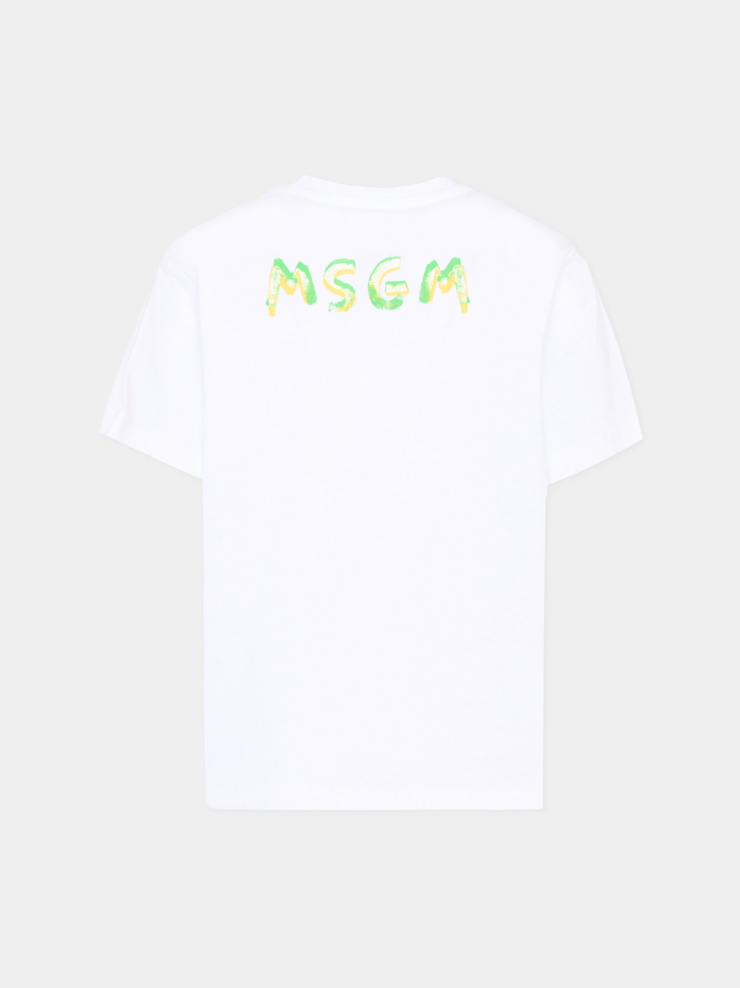 T-Shirt bianca per bambini con logo,Msgm Kids,S6MSJUTH003 001