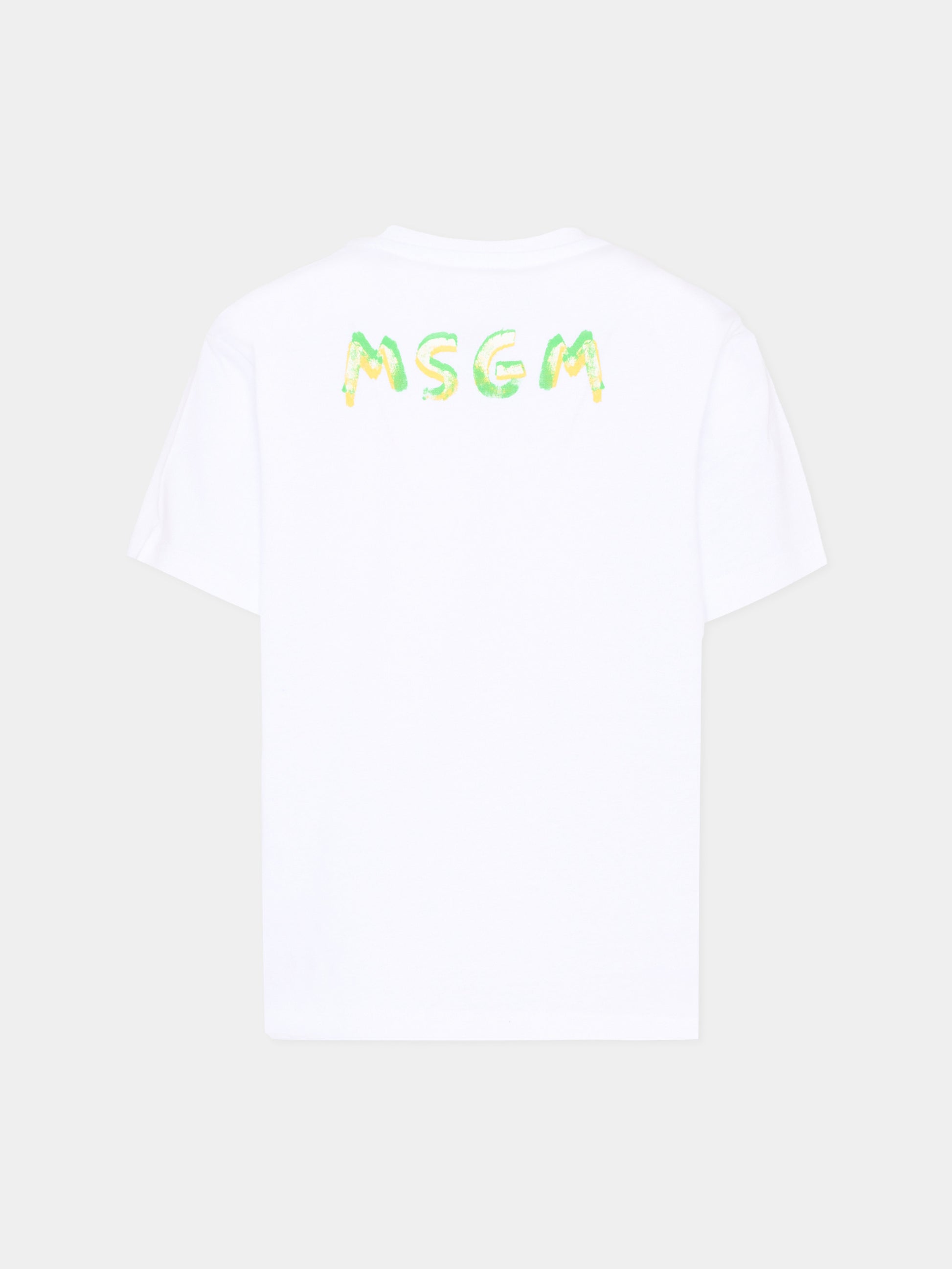 T-Shirt bianca per bambini con logo,Msgm Kids,S6MSJUTH003 001