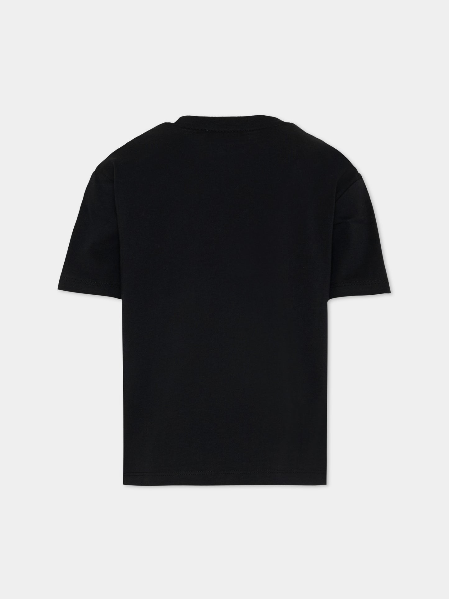 T-Shirt nera per bambini con logo box,Msgm Kids,S6MSJUTH005 110