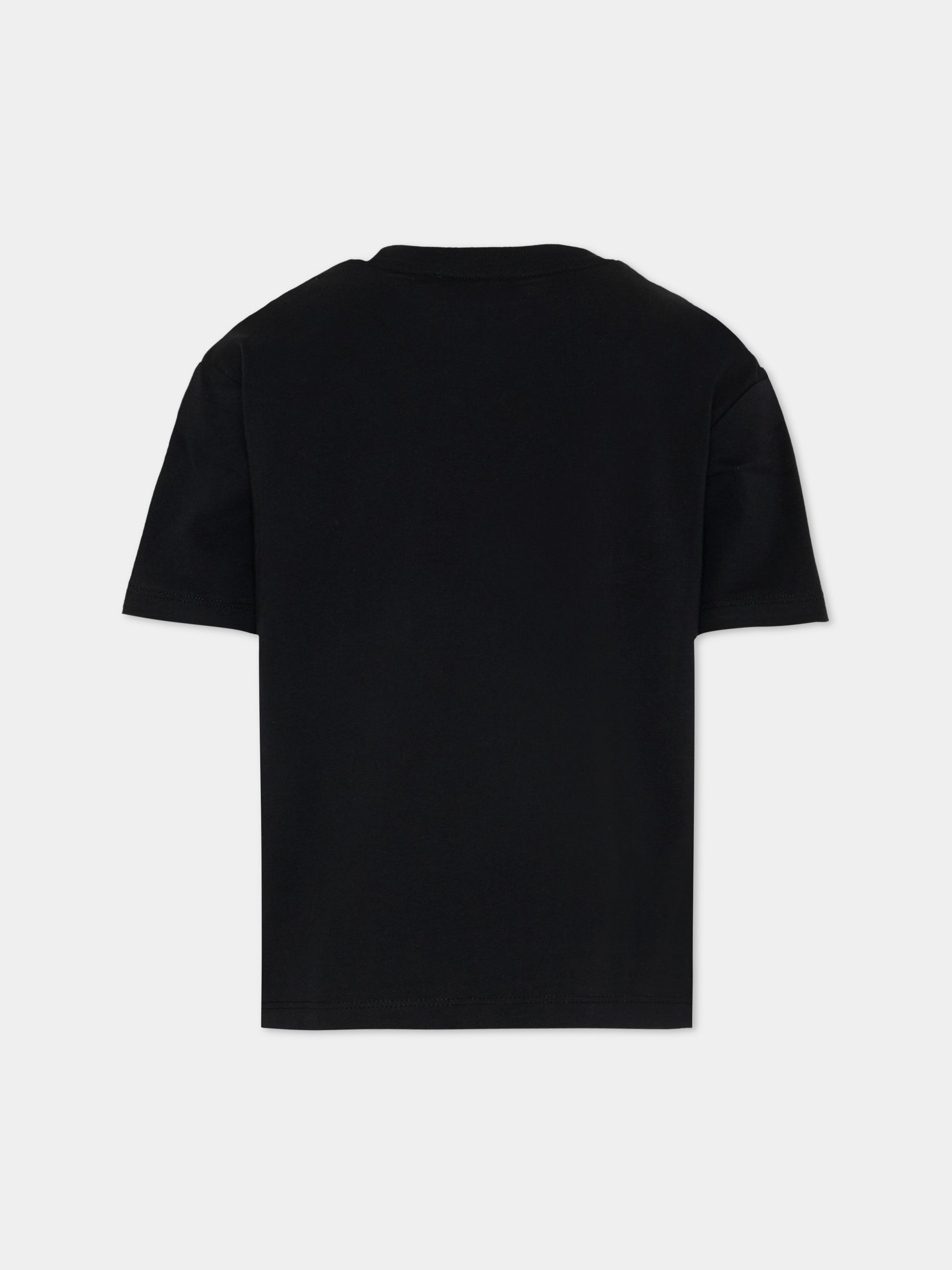 T-Shirt nera per bambini con logo box,Msgm Kids,S6MSJUTH005 110