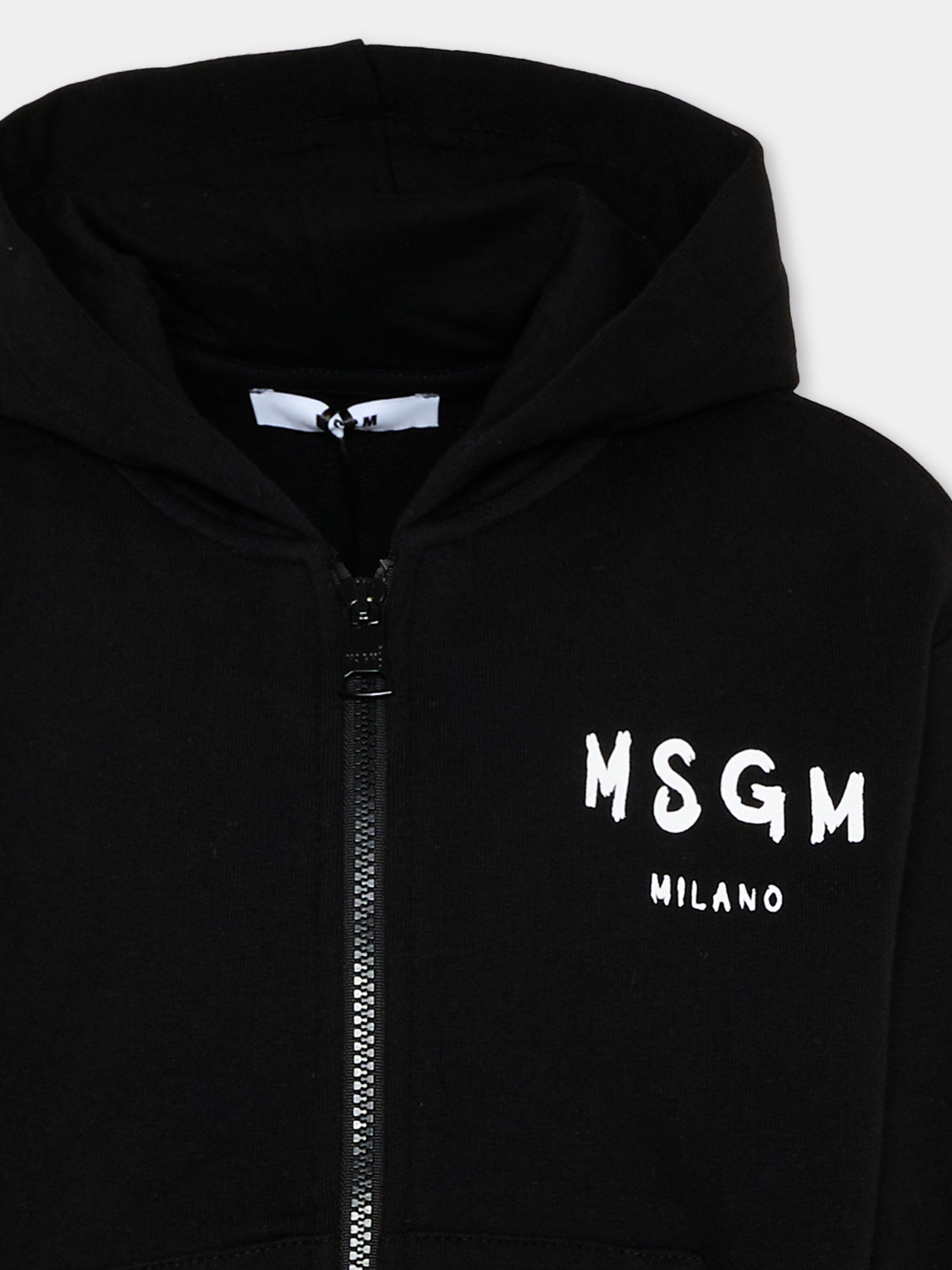 Felpa nera per bambini con logo,Msgm Kids,S6MSJUZH065 110