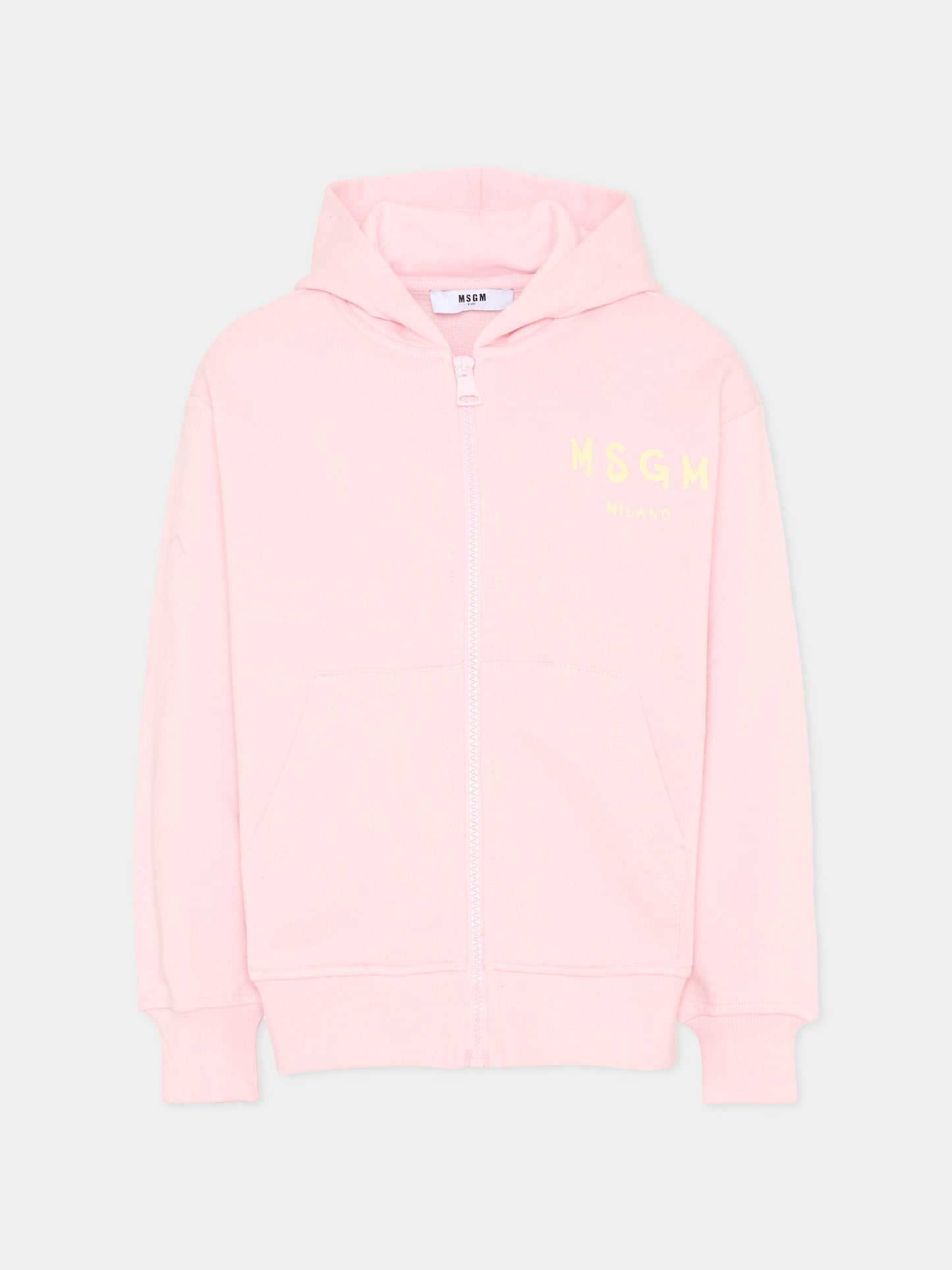 Felpa rosa per bambina con logo,Msgm Kids,S6MSJUZH065 MS076