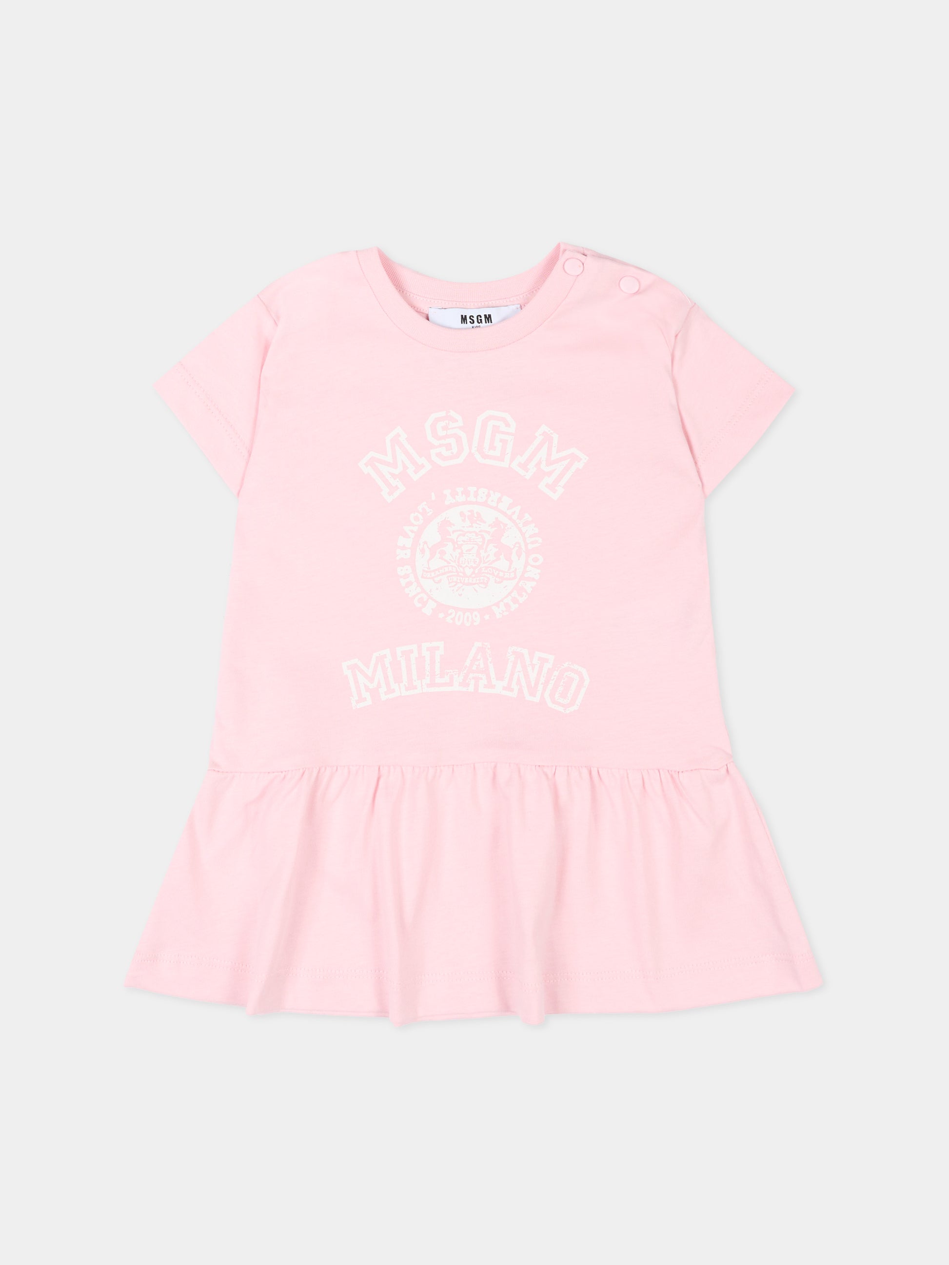 Vestito rosa per neonata con logo,Msgm Kids,S6MSNGDR275 MS076