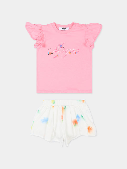Completo sportivo rosa per neonata con logo,Msgm Kids,S6MSNGTR268 MS082