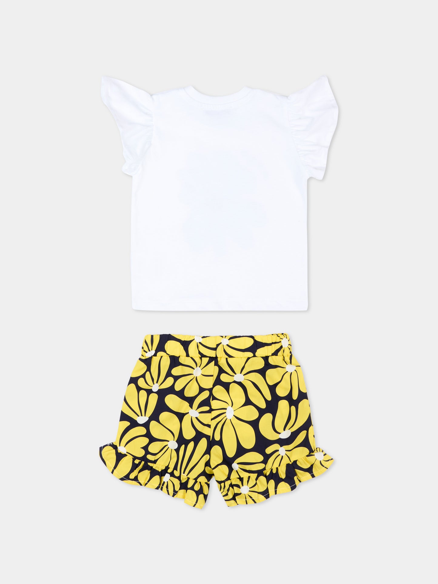 Completo sportivo giallo per neonata con stampa floreale,Msgm Kids,S6MSNGTR270 MS009