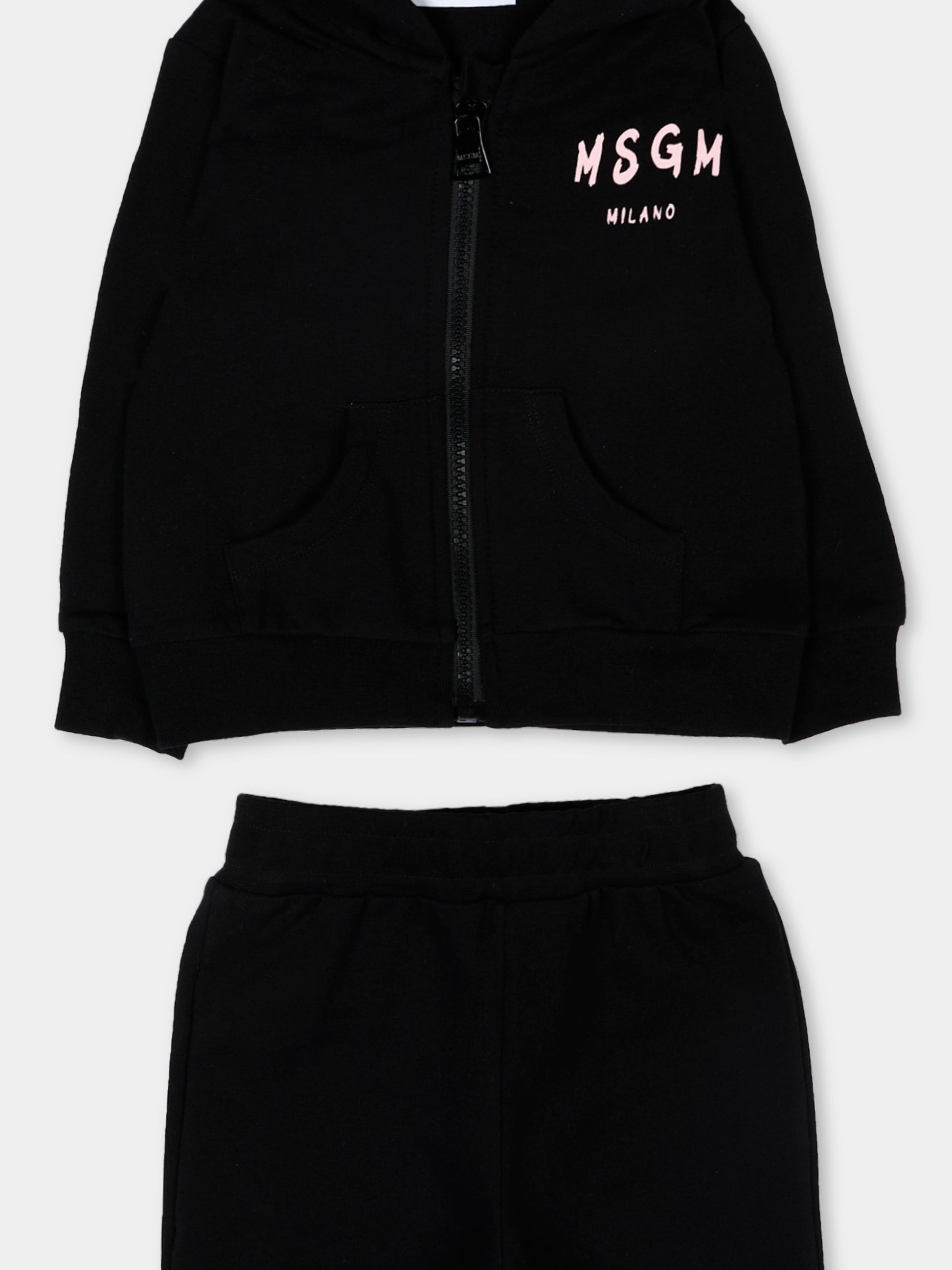 Completo sportivo nero per neonata con logo,Msgm Kids,S6MSUNSF265 110/88