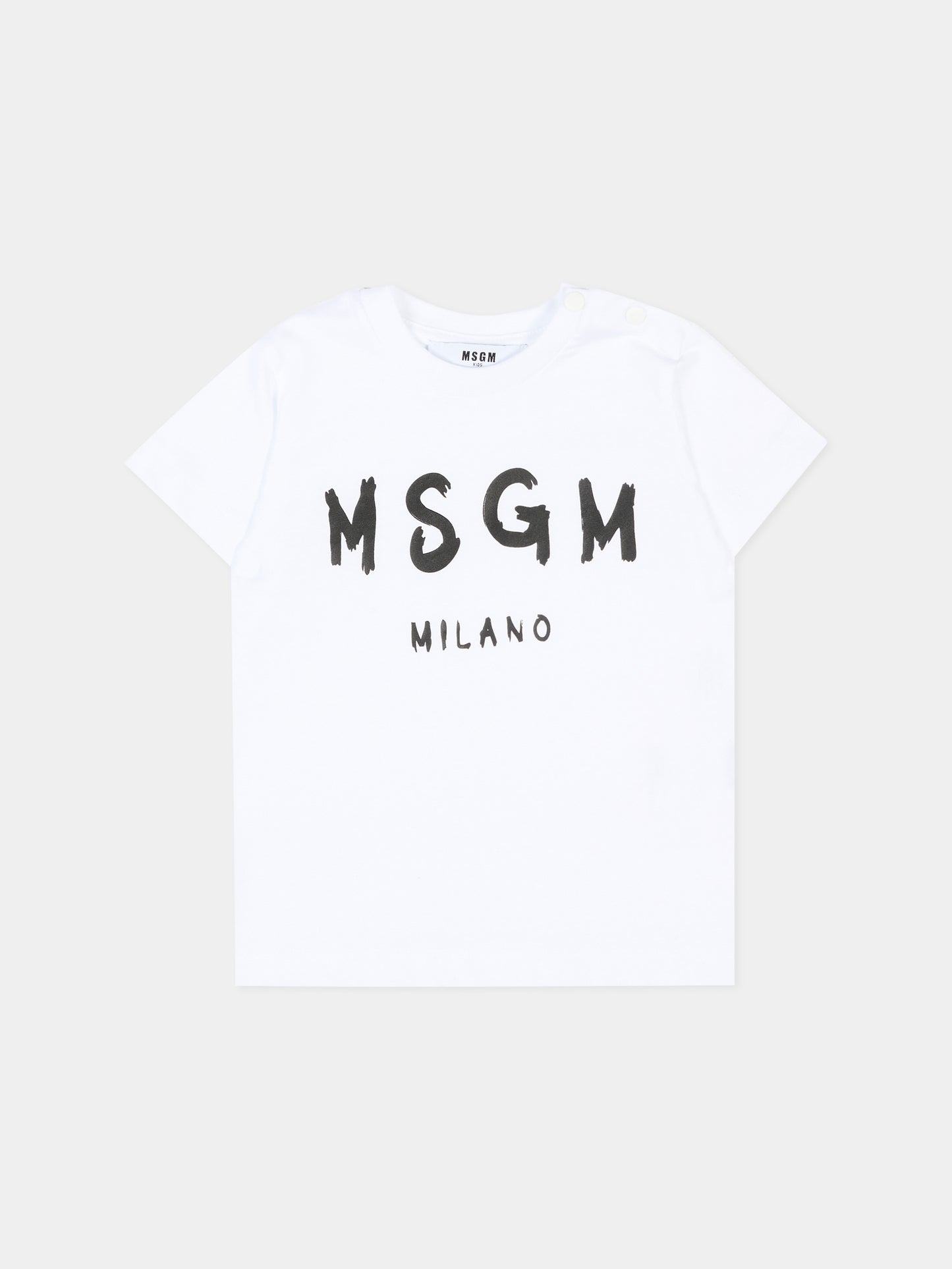 T-Shirt bianca per neonati con logo,Msgm Kids,S6MSUNTH266 001