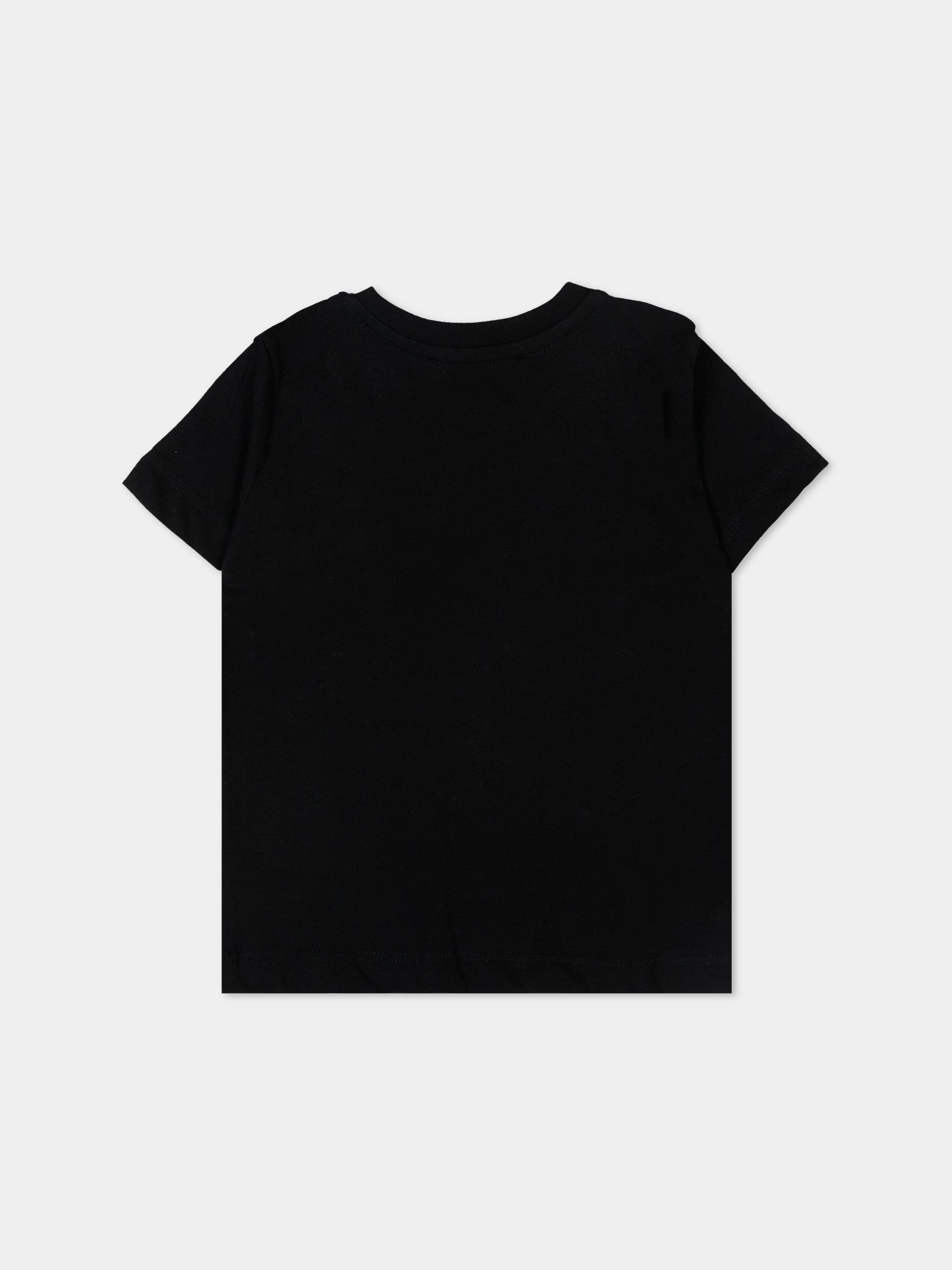 T-Shirt nera per neonati con logo,Msgm Kids,S6MSUNTH266 110