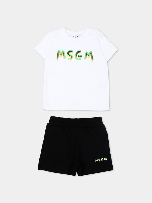 Completo sportivo multicolor per neonati con logo,Msgm Kids,S6MSUNTR263 001/01