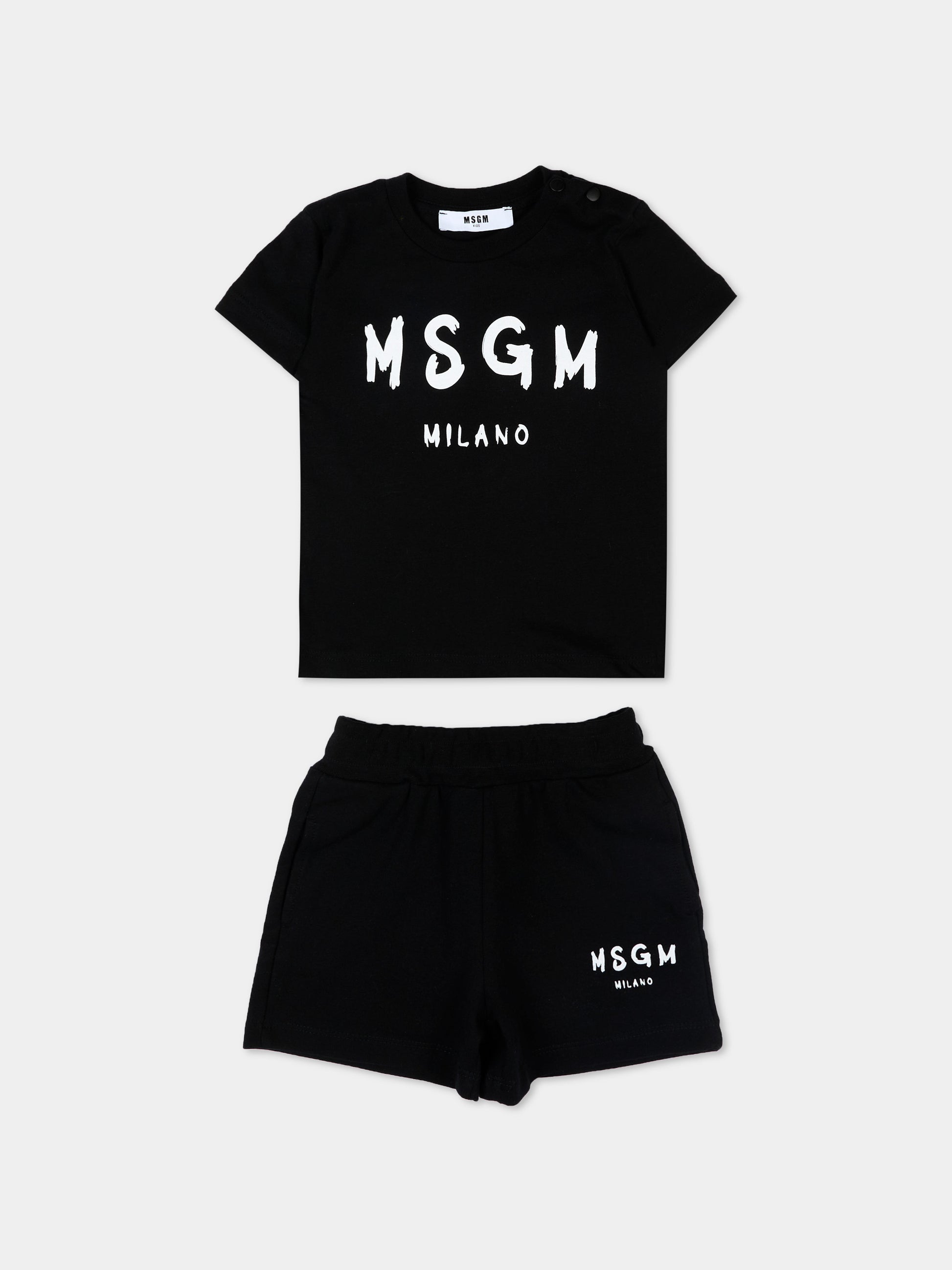 T-Shirt nera per neonati con logo,Msgm Kids,S6MSUNTR264 110