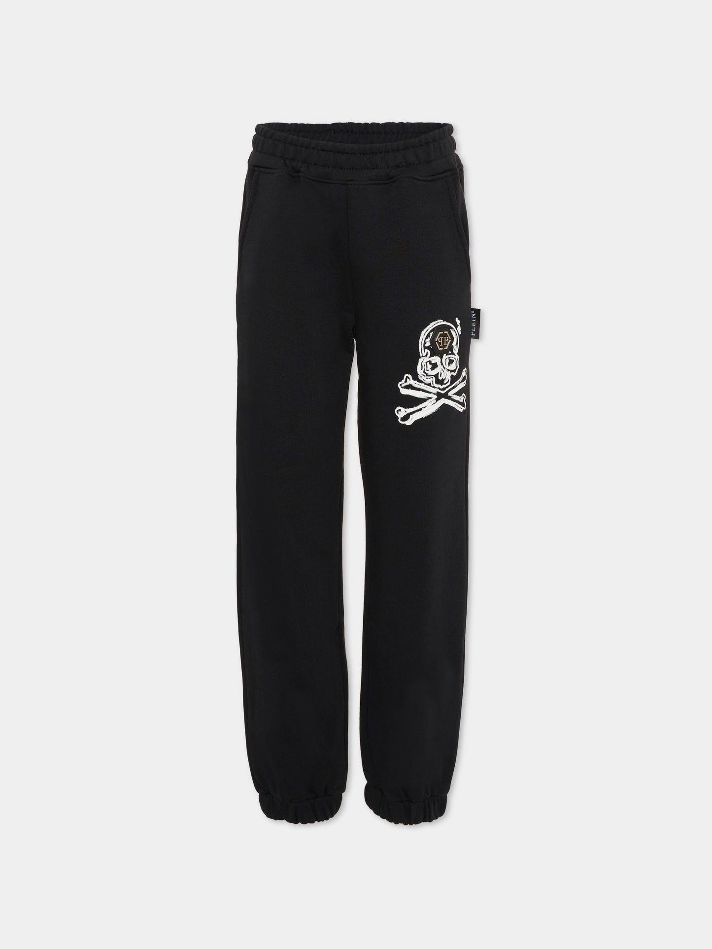 Pantaloni neri per bambino con teschio,Philipp Plein Junior,S6PHJBFP047 110
