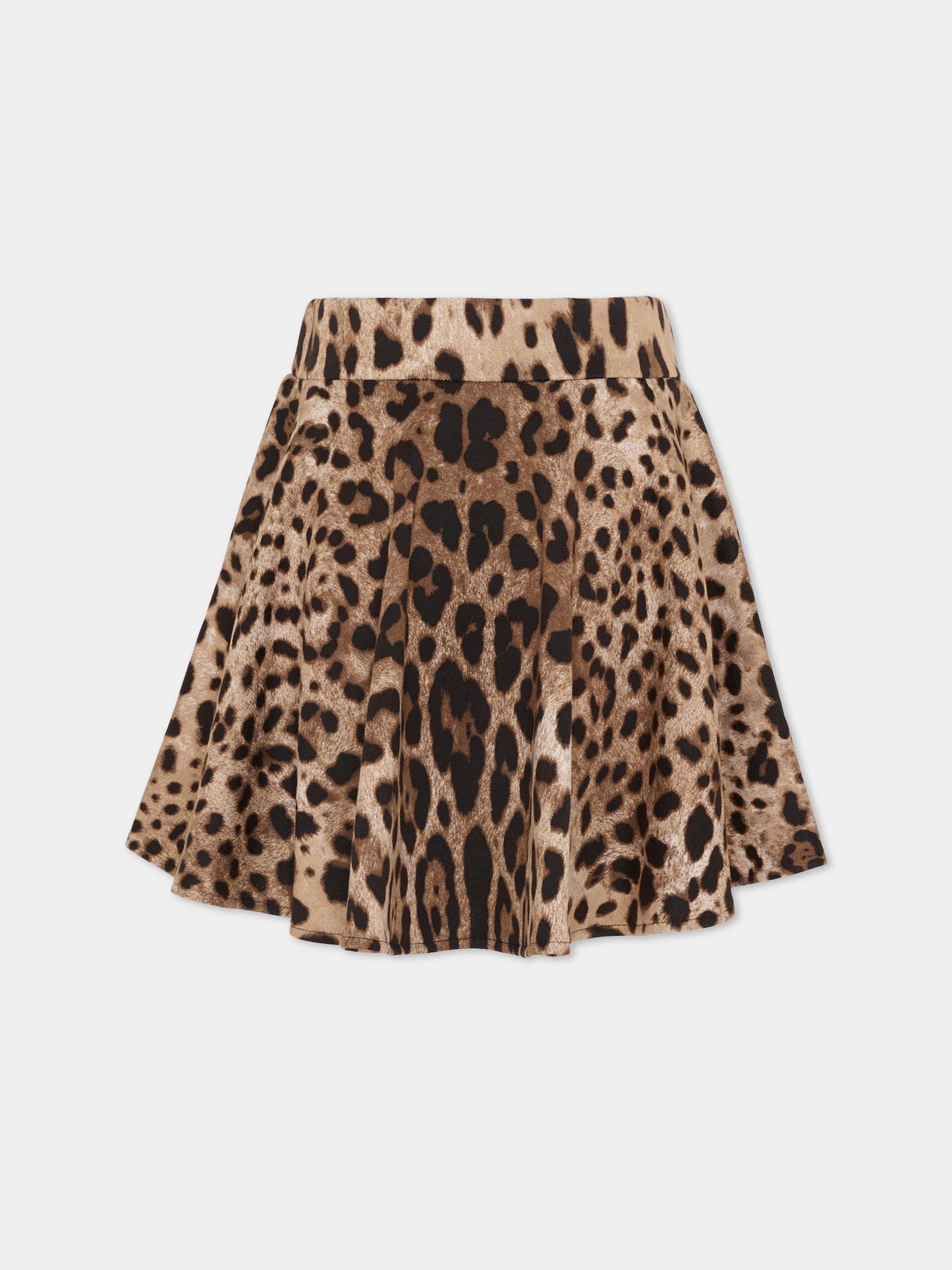 Gonna marrone per bambina con stampa animalier,Dolce & Gabbana Kids,L5JIB8 HS7LD HY13M