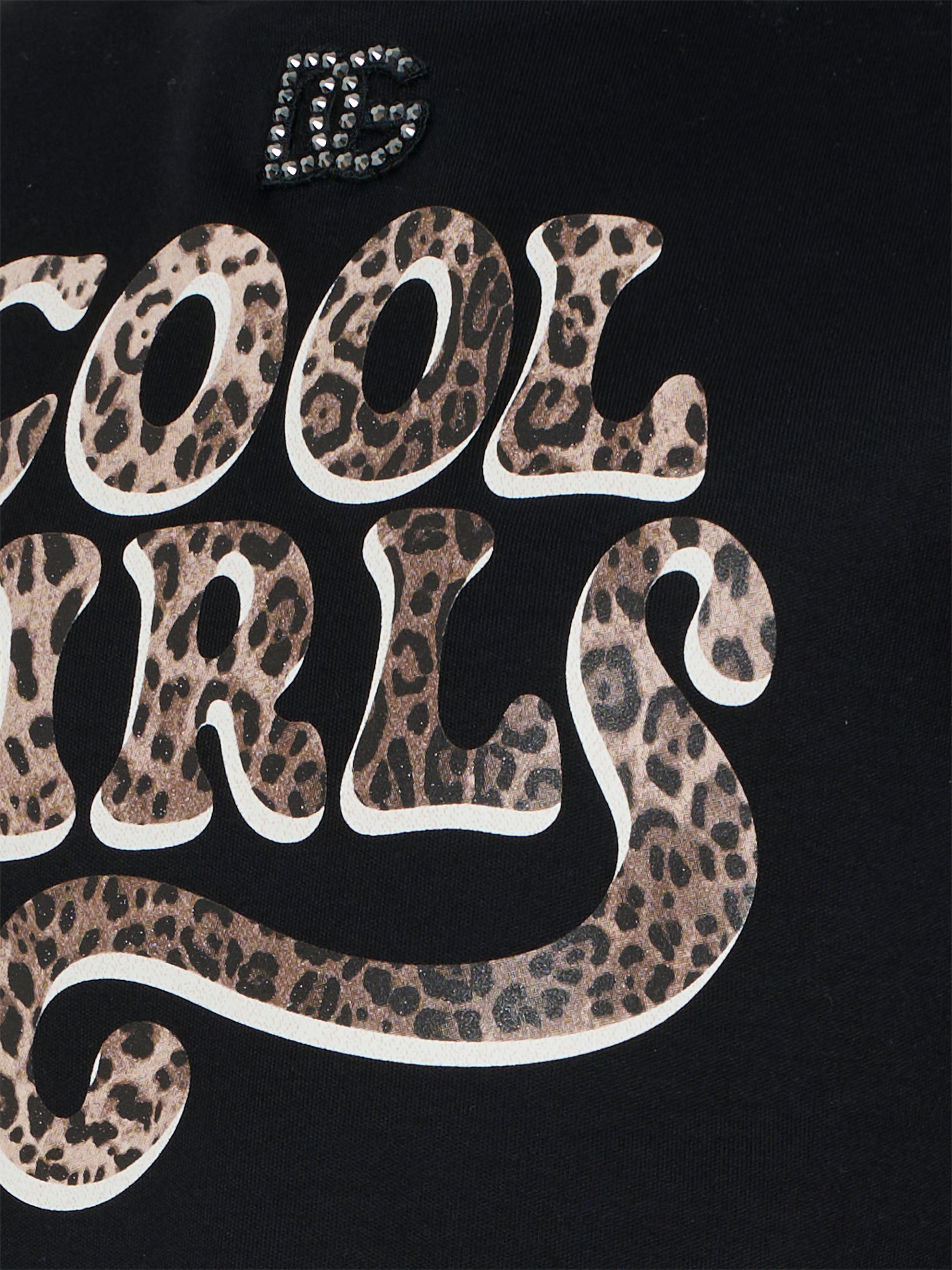 T-shirt crop nera per bambina con logo e scritta,Dolce & Gabbana Kids,L5JTQH G7PXF N0000