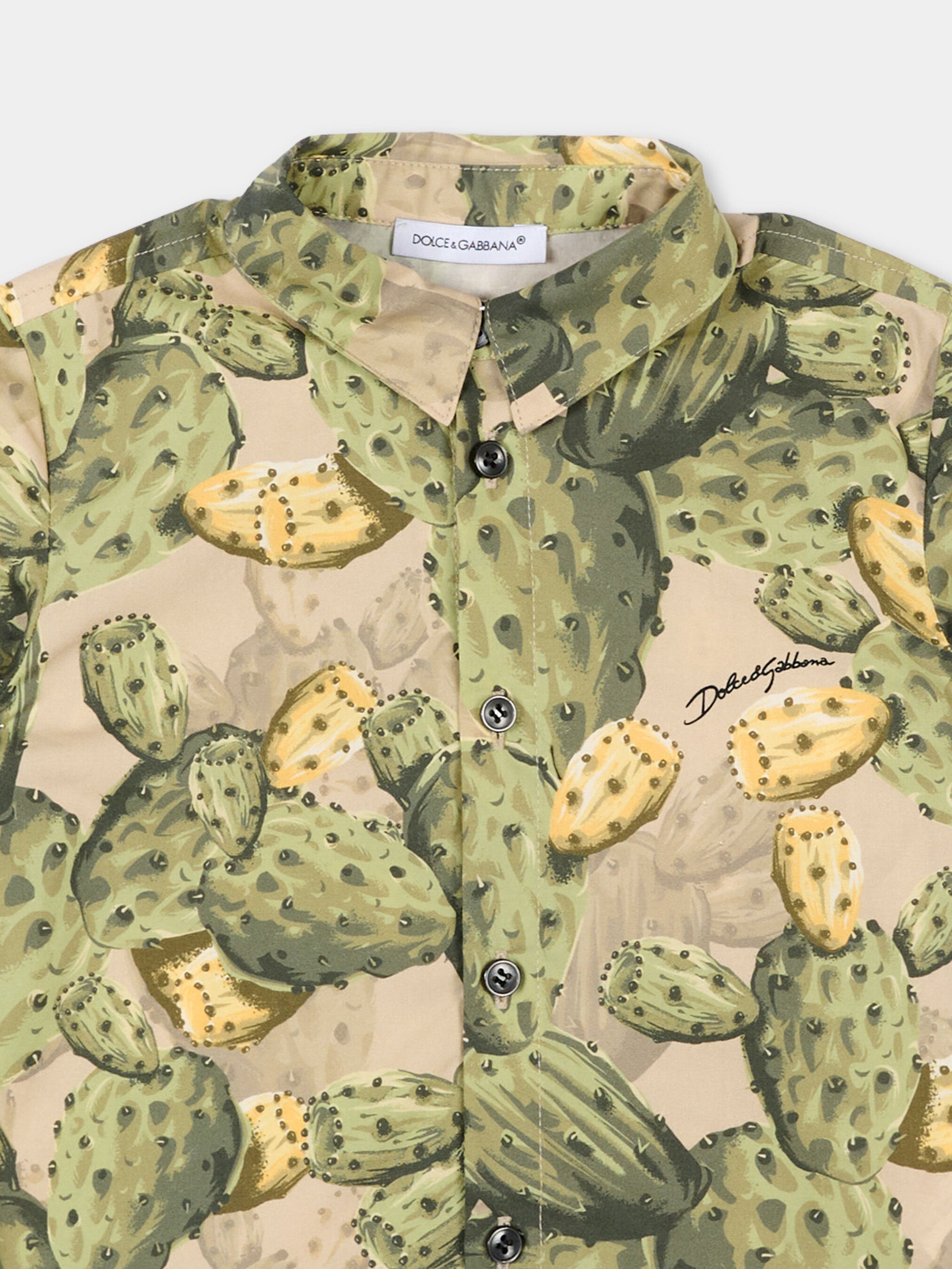 Camicia multicolor per neonato con fichi d'india,Dolce & Gabbana Kids,L14S79 HS5UI HA5XN