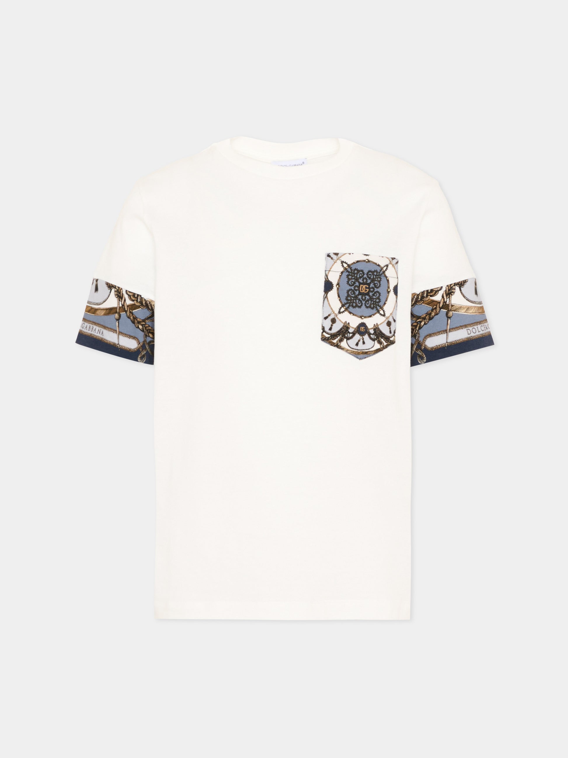 T-shirt bianca per bambino con stampa corde,Dolce & Gabbana Kids,L4JTJV II7JW HT5XB