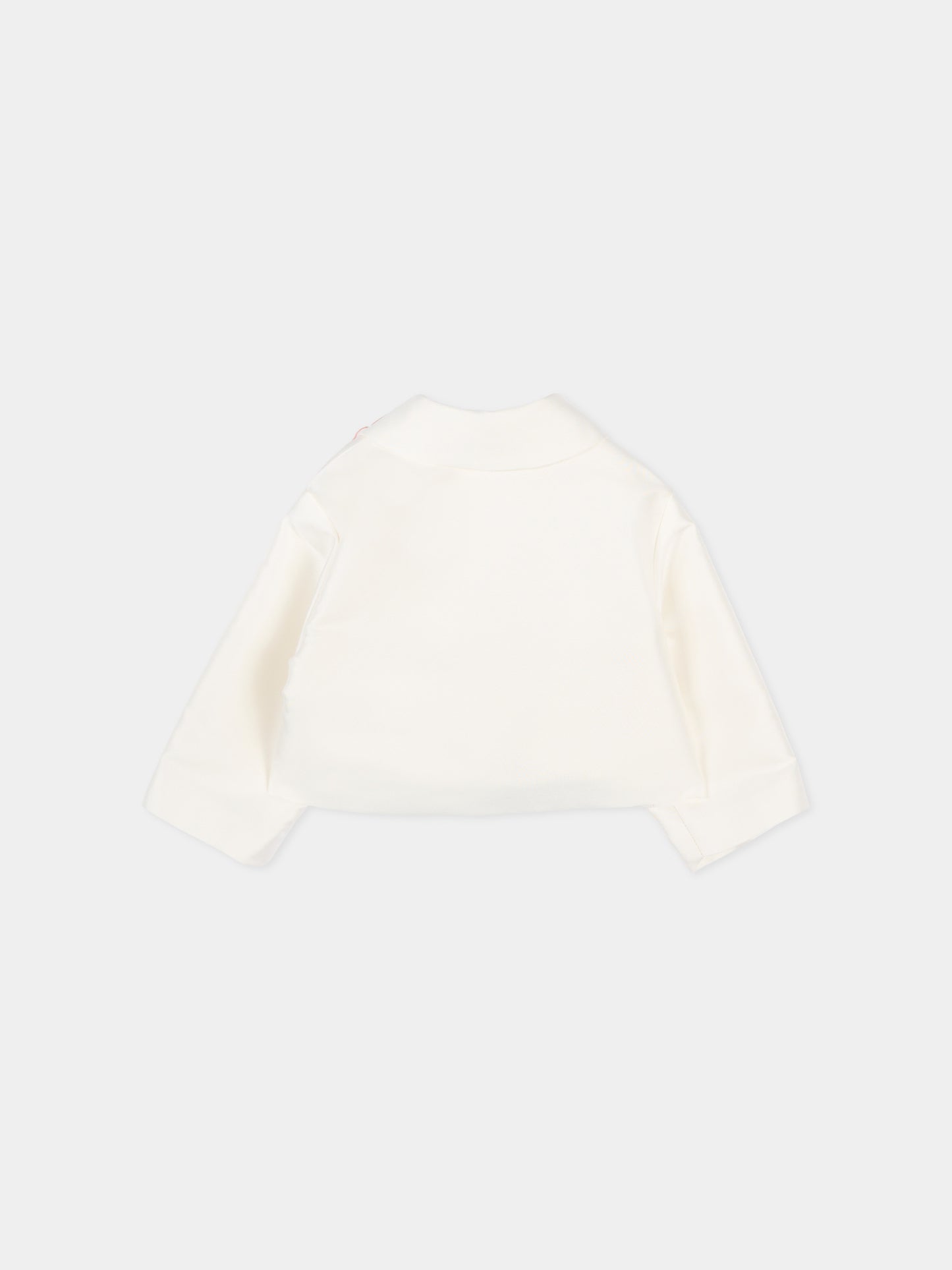 Ivory jacket for baby girl with embroidery