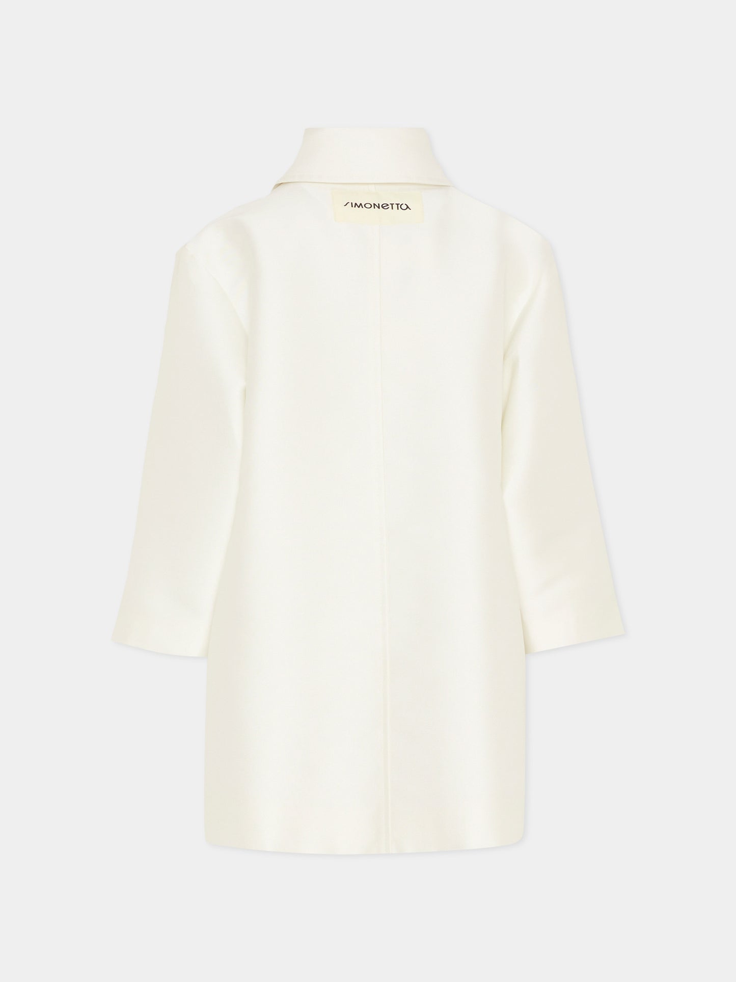 Ivory coat for girl with embroidery