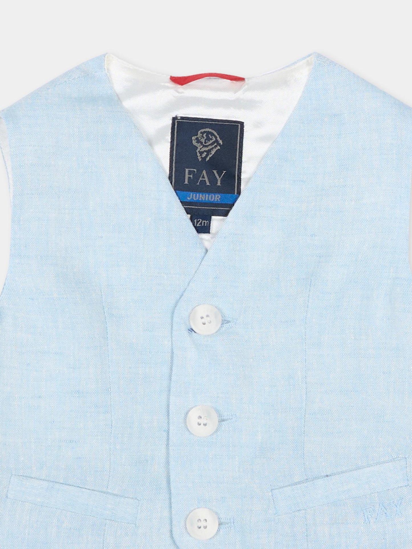 Light blue vest for baby boy with logo