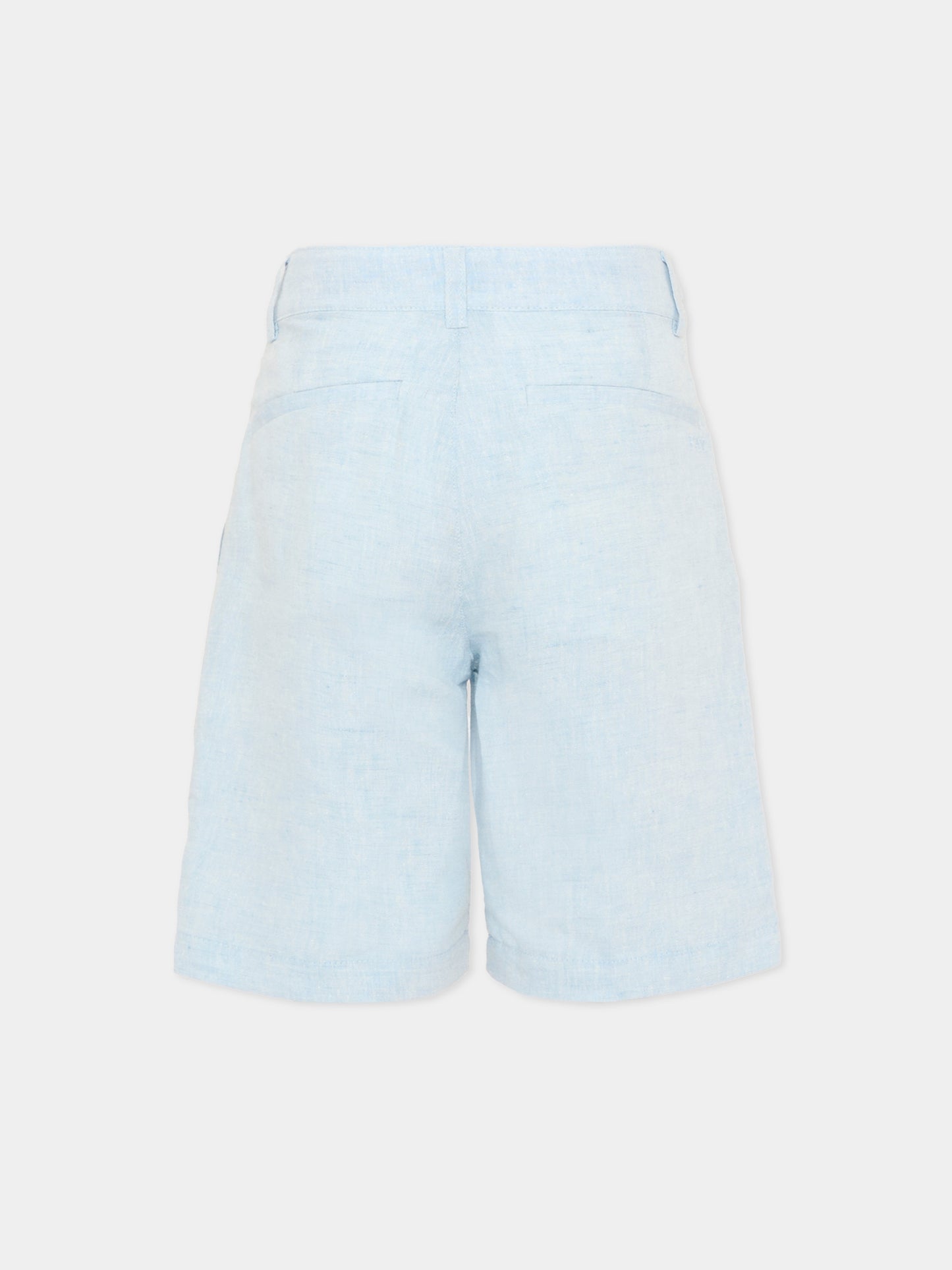 Shorts celeste per bambino in lino,Fay Kids,FY6P99 I0318 607