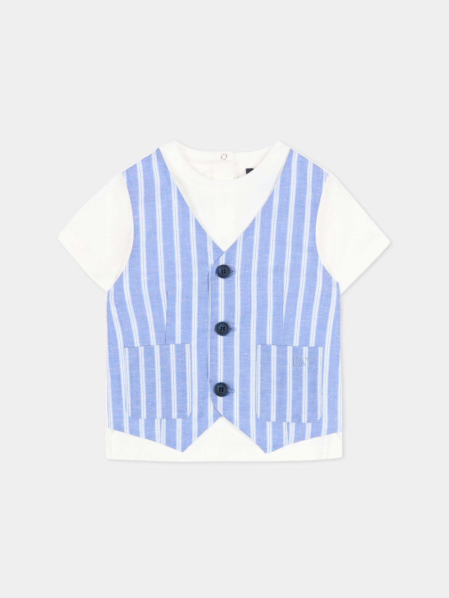 T-Shirt avorio con gilet per neonato,Fay Kids,FY8531 Z3708 101BL