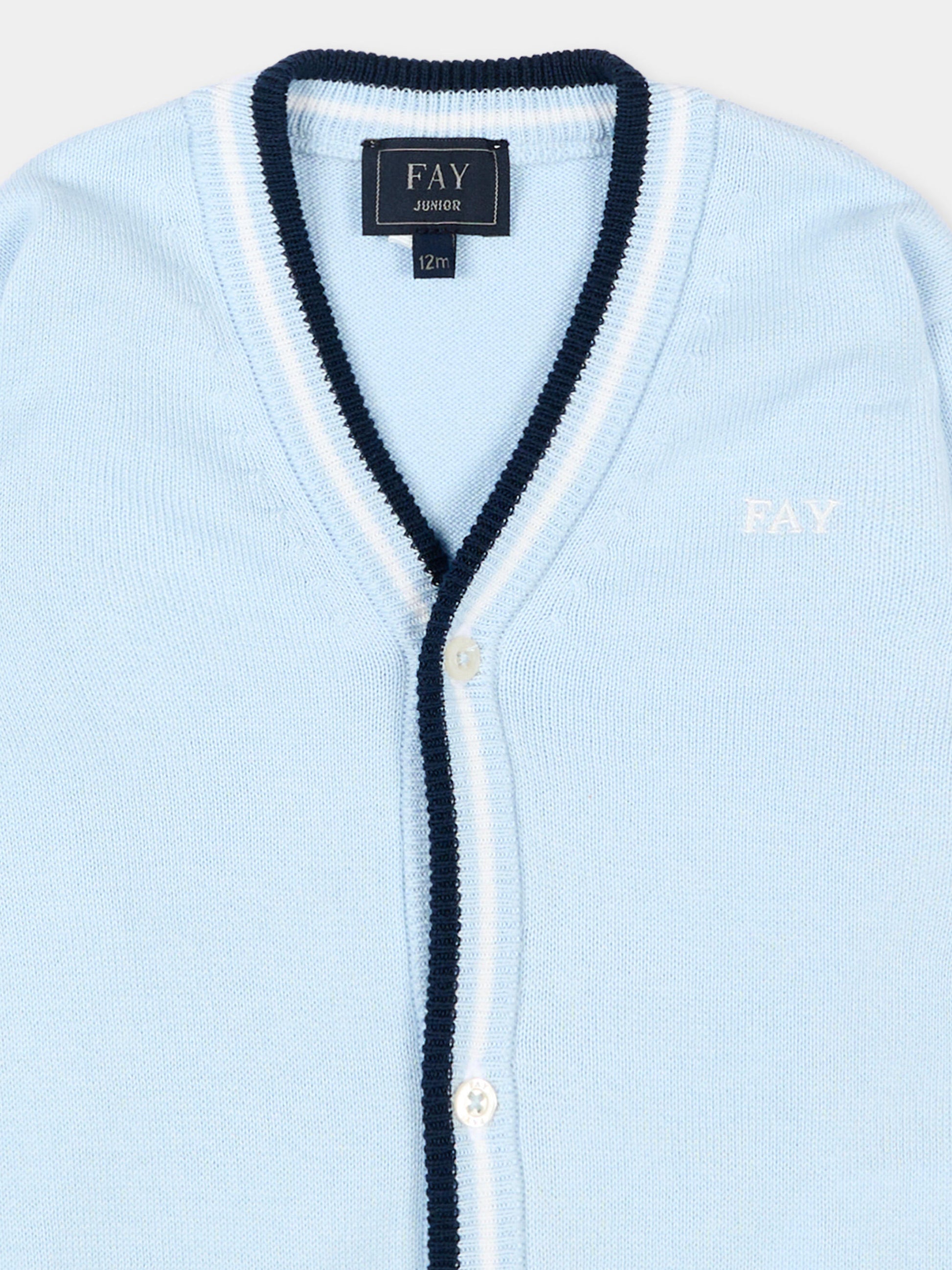 Cardigan celeste per neonato con logo,Fay Kids,FY9510 Z3668 602