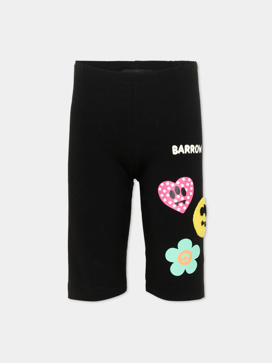 Shorts sportivi neri per bambina con smile,Barrow,S6BKJGCI144 110