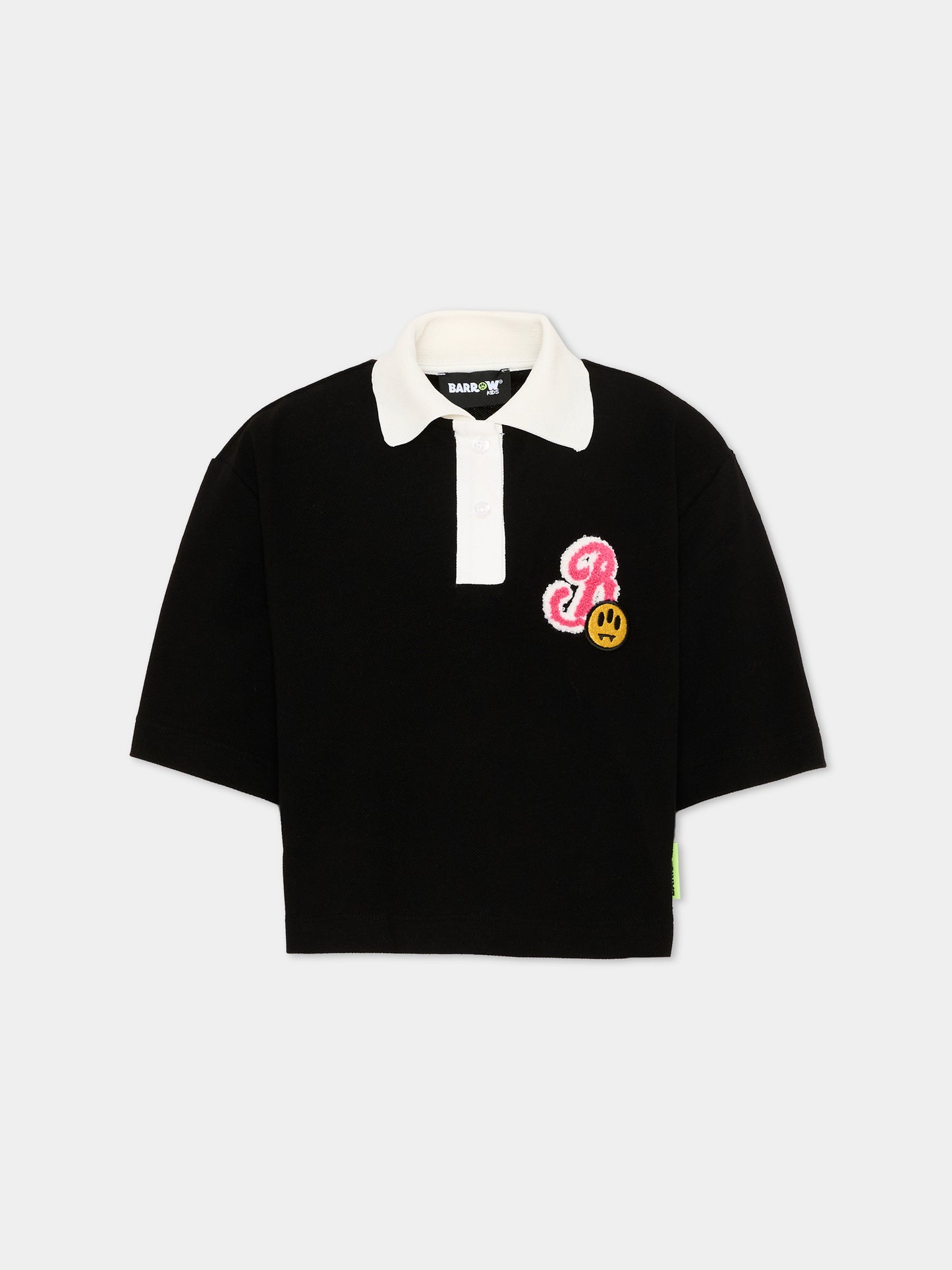 Polo nera per bambina con smiley,Barrow,S6BKJGPO180 110