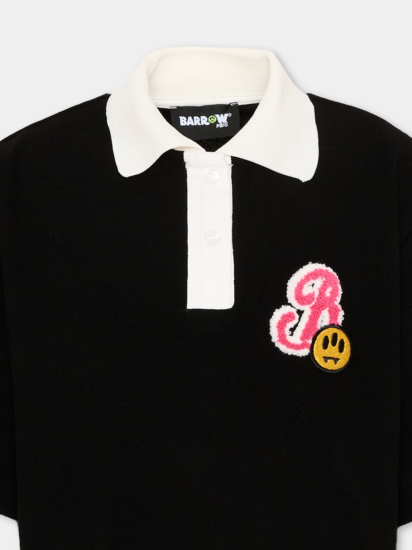 Polo nera per bambina con smiley,Barrow,S6BKJGPO180 110