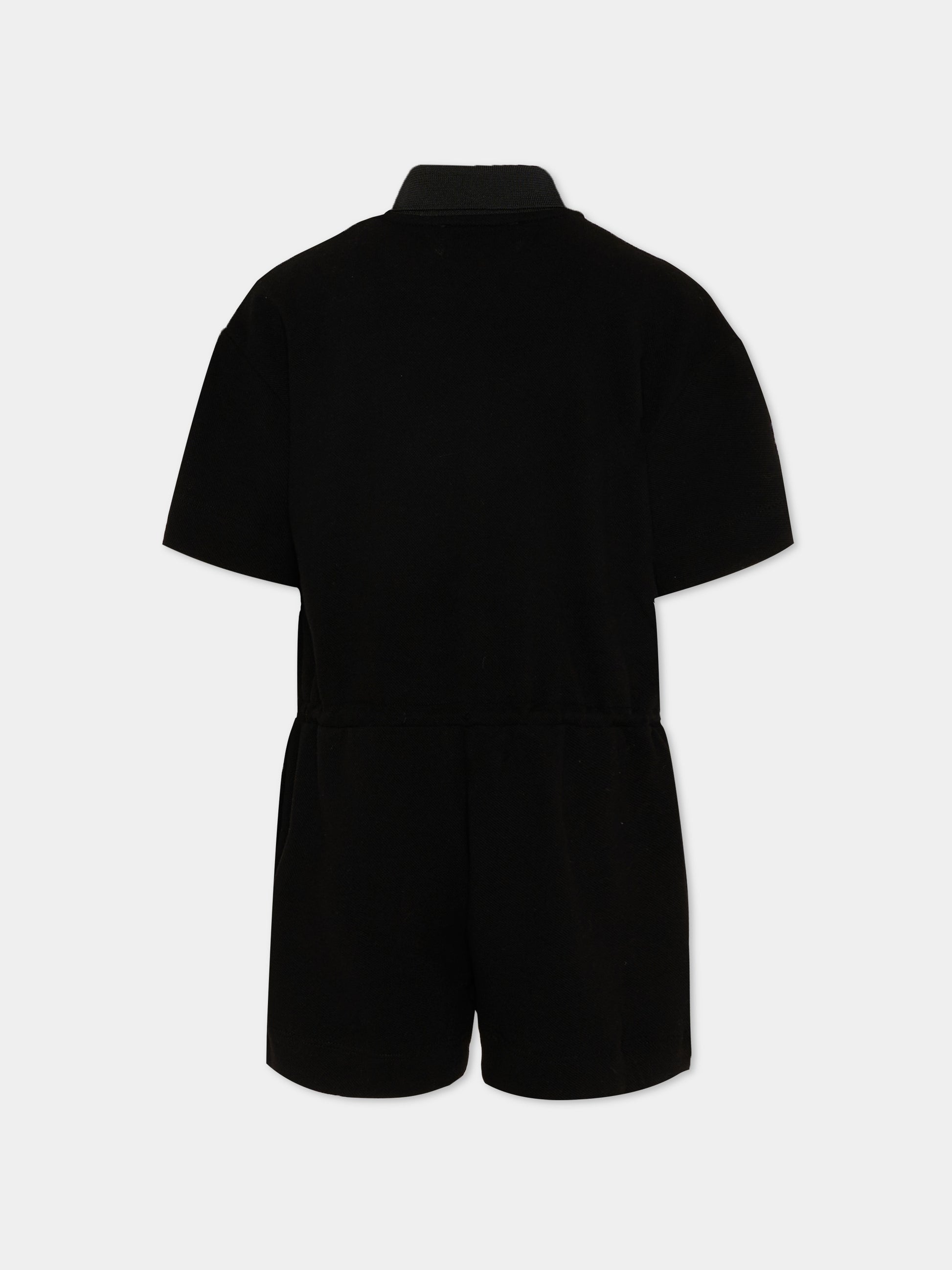 Jumpsuit nera per bambina con patch logo,Barrow,S6BKJGRS142 110