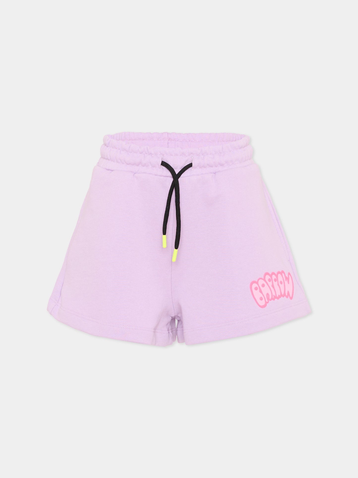 Shorts sportivi lilla per bambina con logo,Barrow,S6BKJGSH185 071