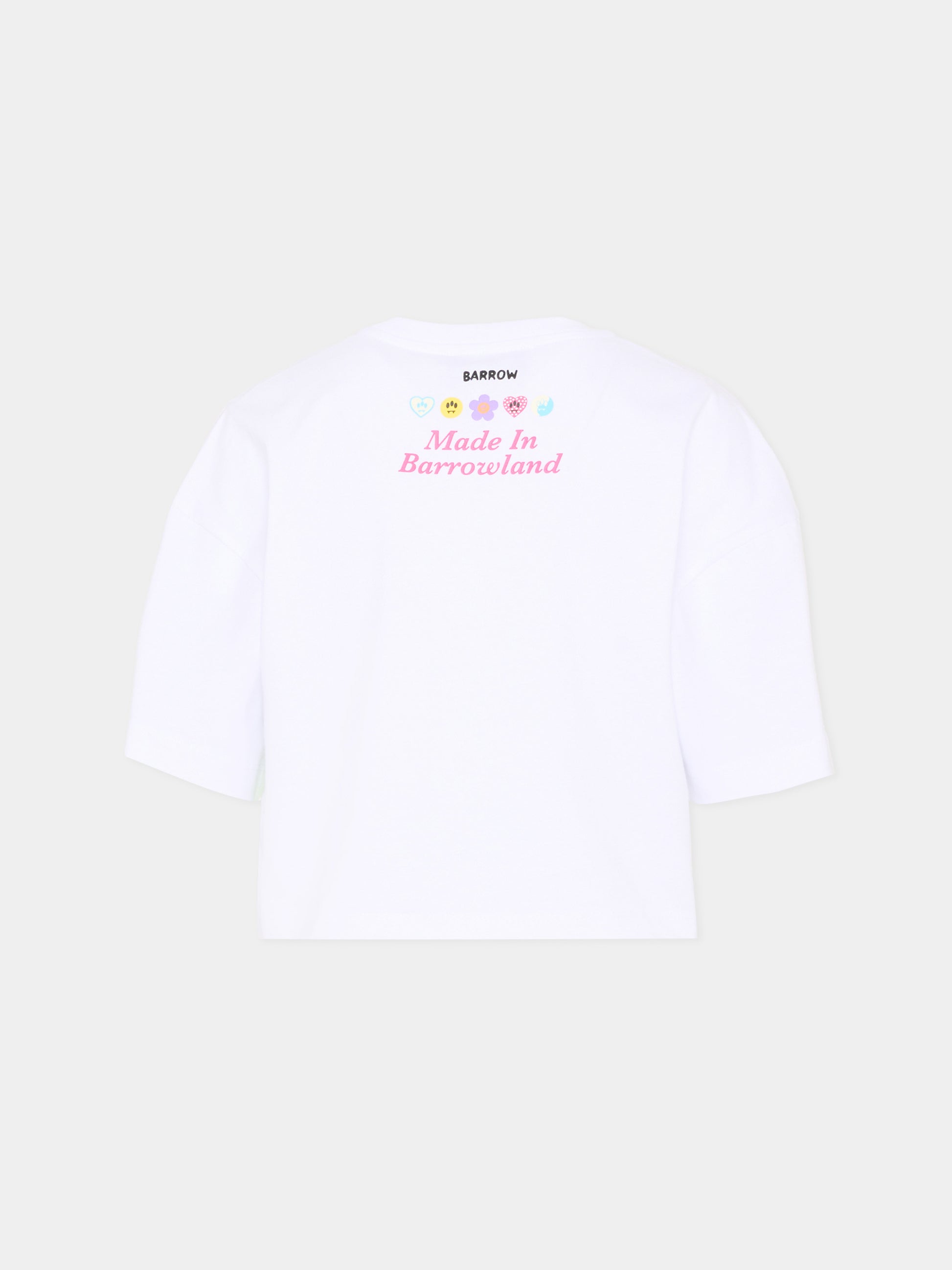 T-Shirt bianca per bambina con logo paillettes,Barrow,S6BKJGTH132 002