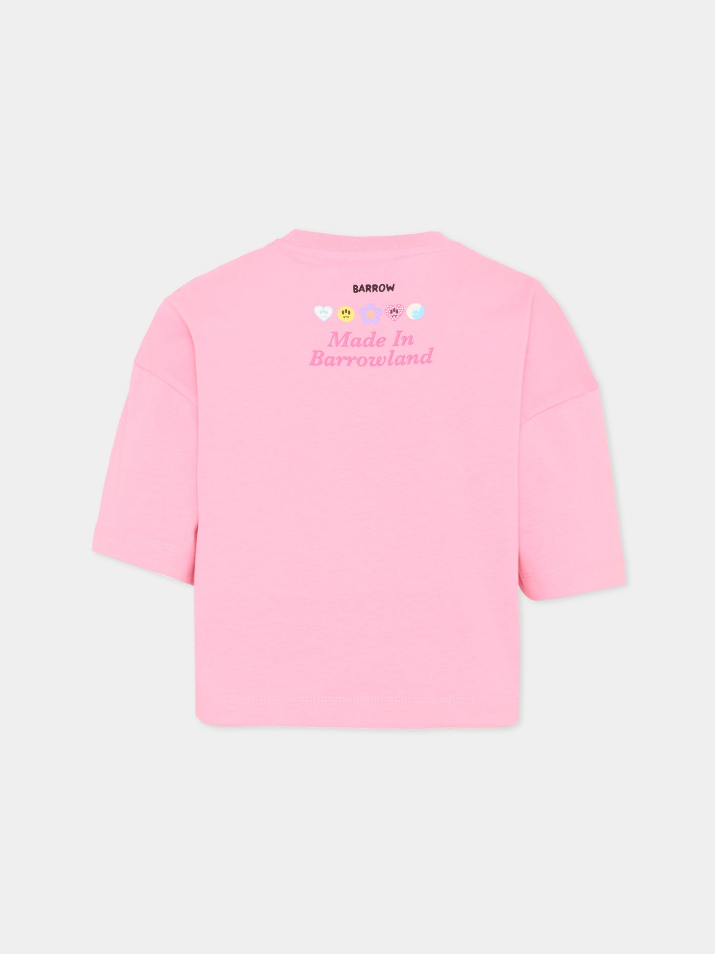 T-Shirt rosa per bambina con logo,Barrow,S6BKJGTH132 BW311
