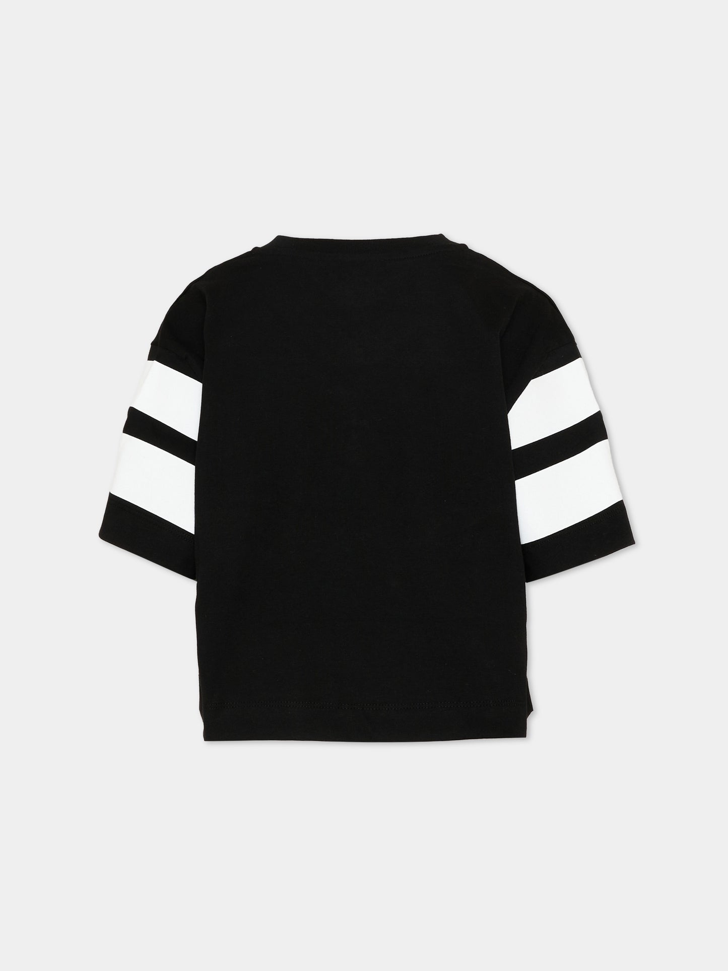 T-Shirt nera per bambina con stampa logo,Barrow,S6BKJGTH138 110