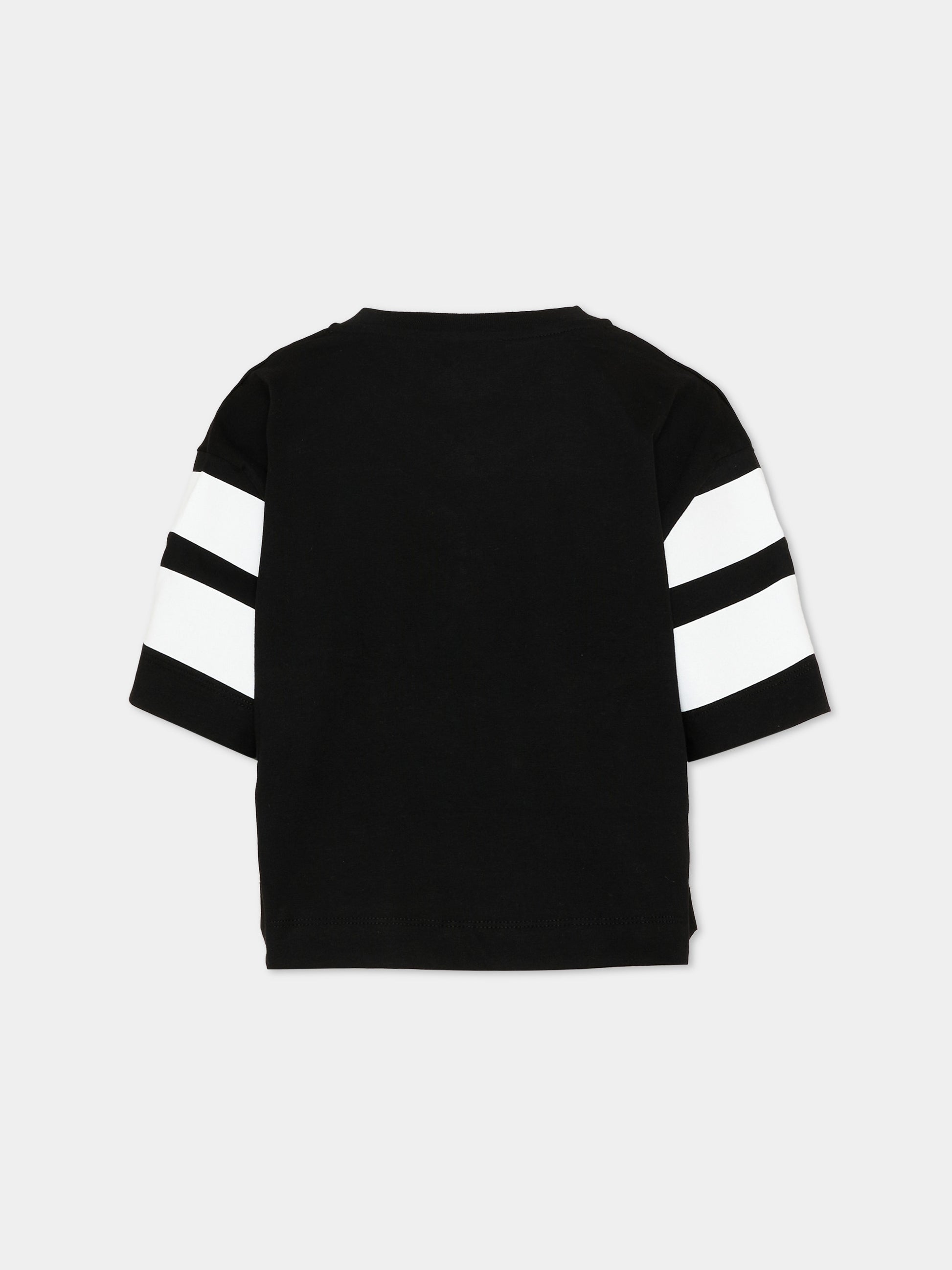 T-Shirt nera per bambina con stampa logo,Barrow,S6BKJGTH138 110