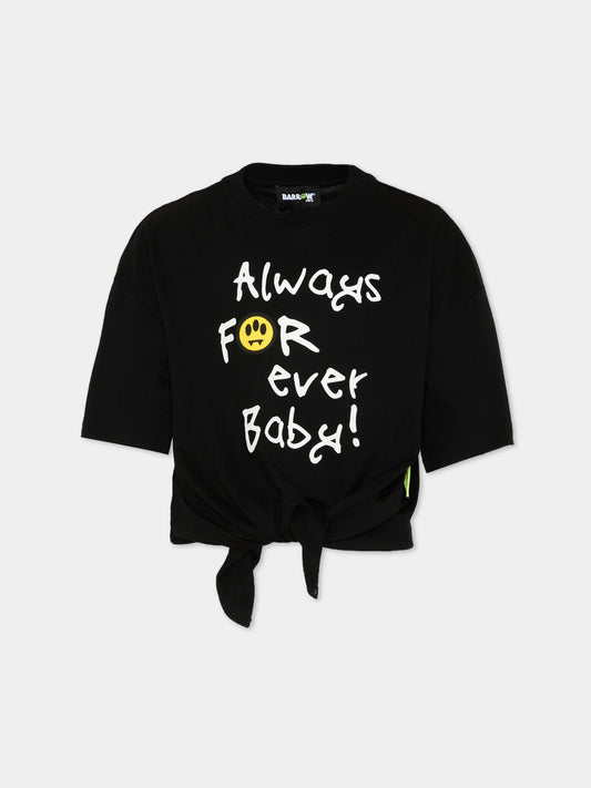 T-Shirt nera Barrow per bambina stampa orsetto,Barrow,S6BKJGTH140 110