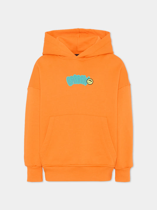Felpa arancione con logo per bambini,Barrow,S6BKJUHS002 BW315