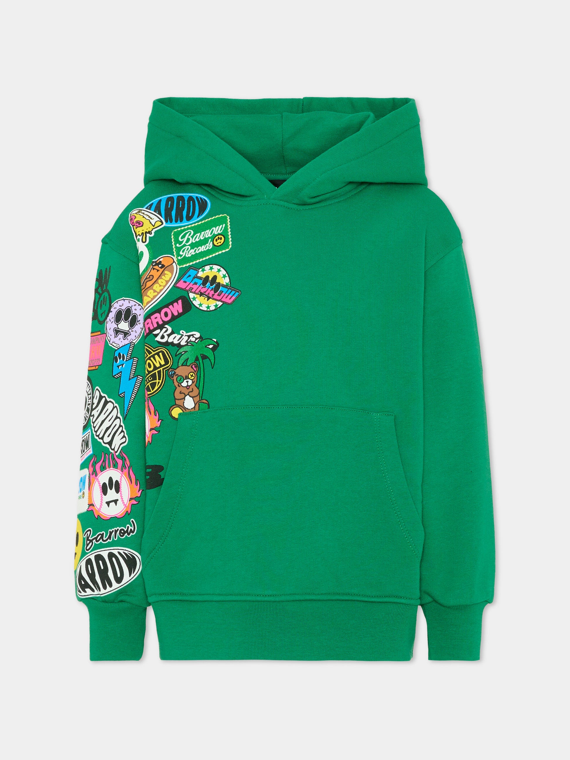 Felpa verde per bambini con stampe pop,Barrow,S6BKJUHS086 080