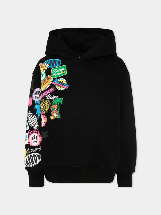 Felpa nera Barrow per bambini con stampe,Barrow,S6BKJUHS086 110