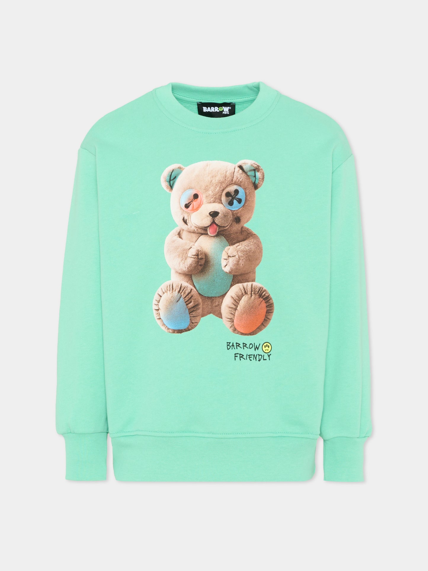 Felpa verde per bambini con orsetto,Barrow,S6BKJUSW005 087