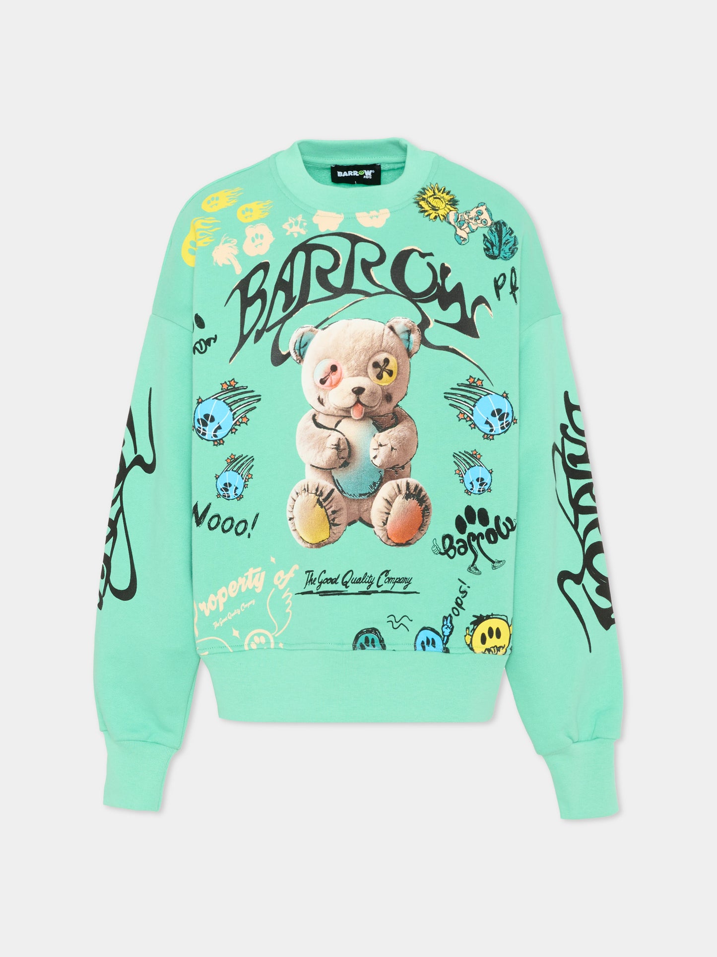 Felpa verde per bambini con stampa orsetto,Barrow,S6BKJUSW078 087